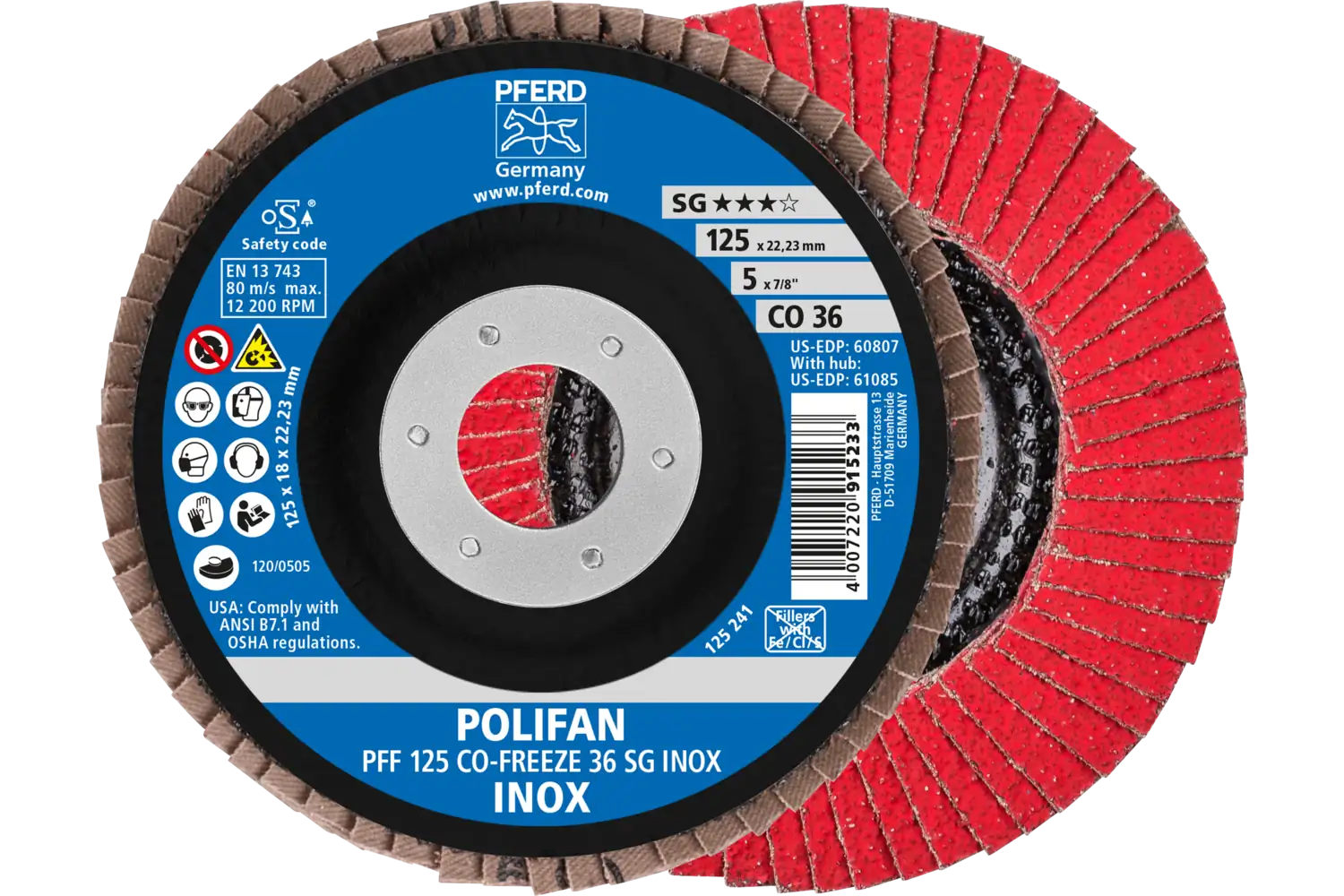 Disc lamelar frontal (POLIFAN) PFF 125 CO-FREEZE 36 SG INOX