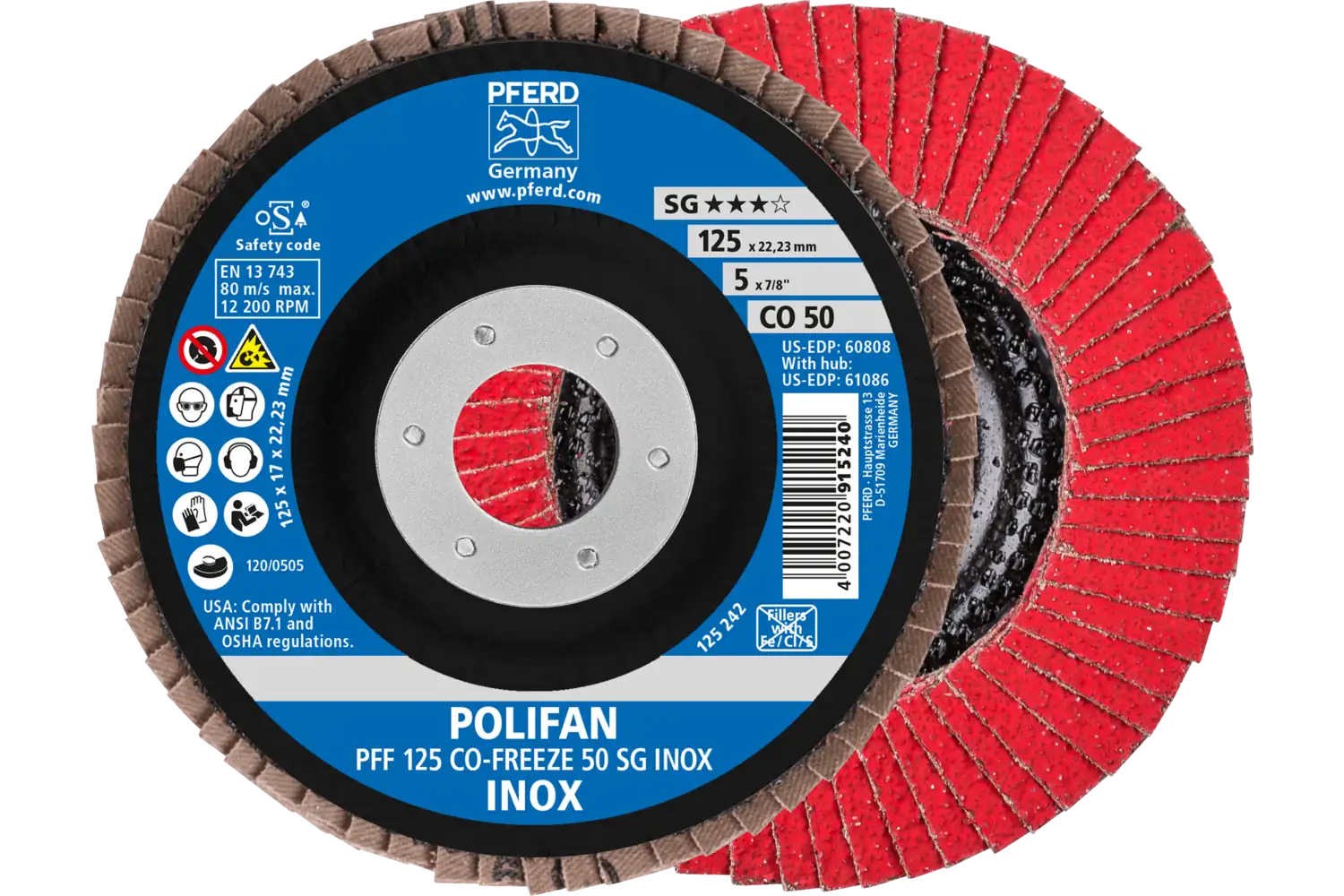 Disc lamelar frontal (POLIFAN) PFF 125 CO-FREEZE 50 SG INOX