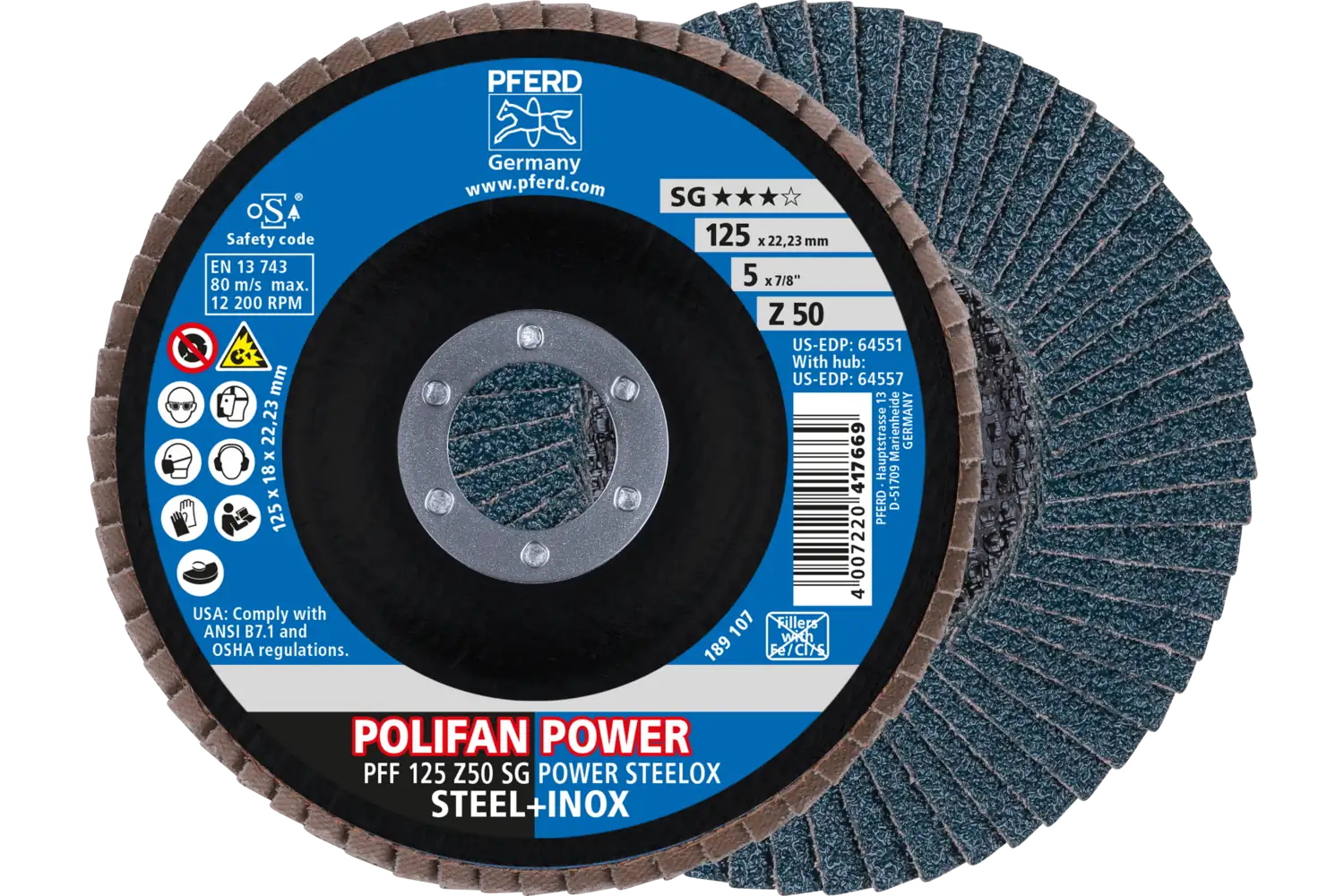 Disc lamelar frontal (POLIFAN) PFF 125 Z 50 SG POWER STEELOX