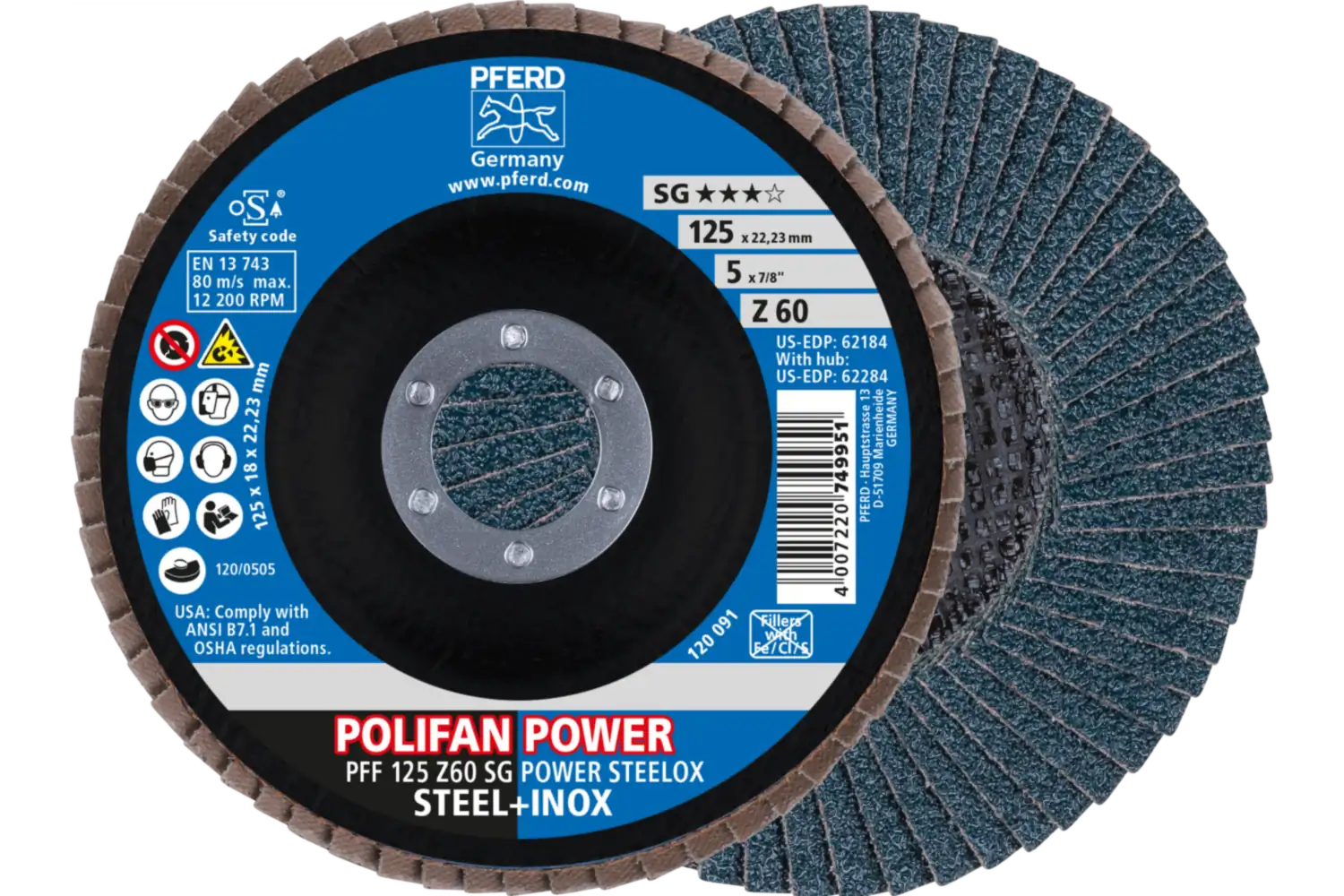 Disc lamelar frontal (POLIFAN) PFF 125 Z 60 SG POWER STEELOX