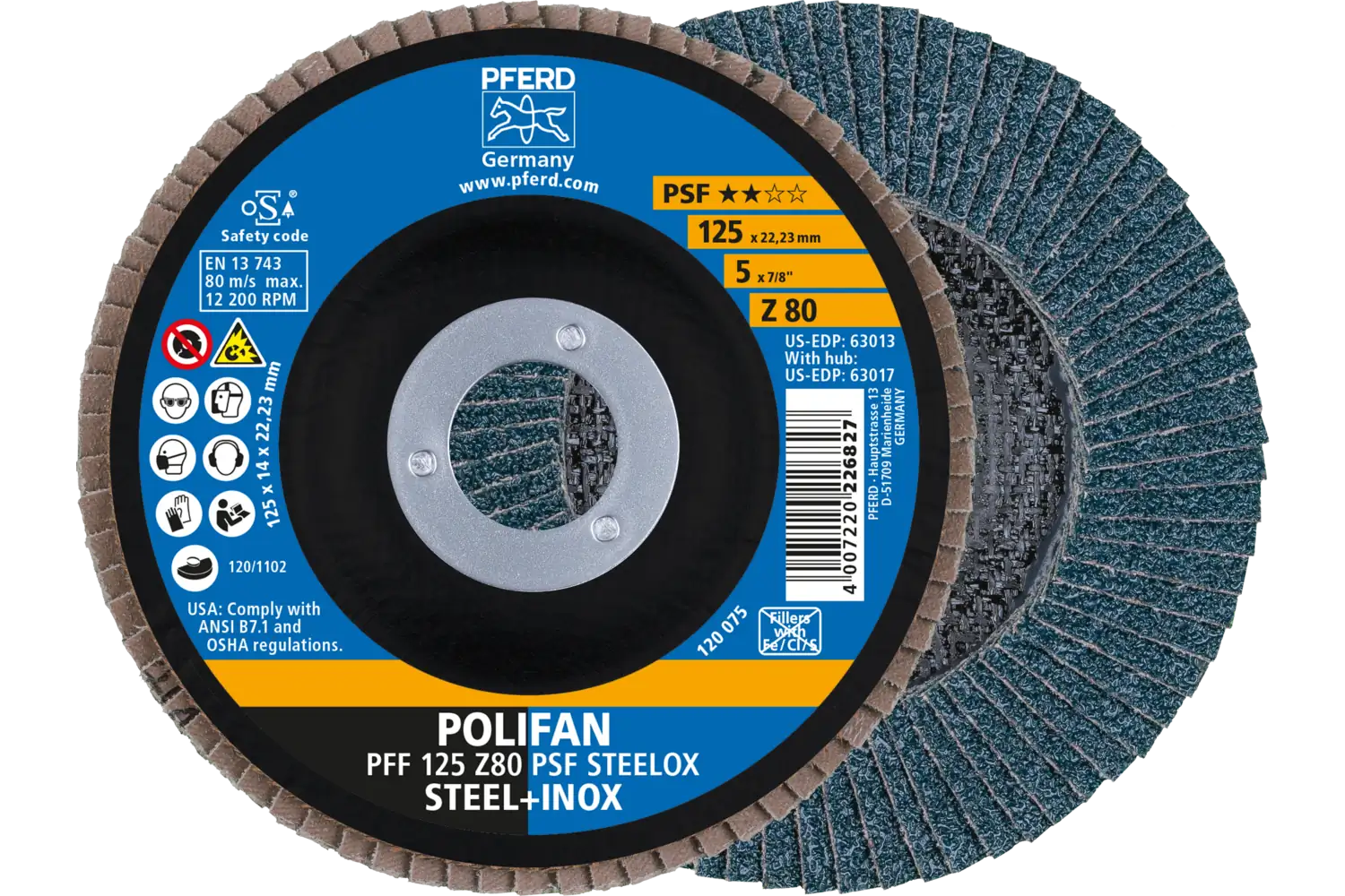 Disc lamelar frontal (POLIFAN) PFF 125 Z 80 PSF STEELOX