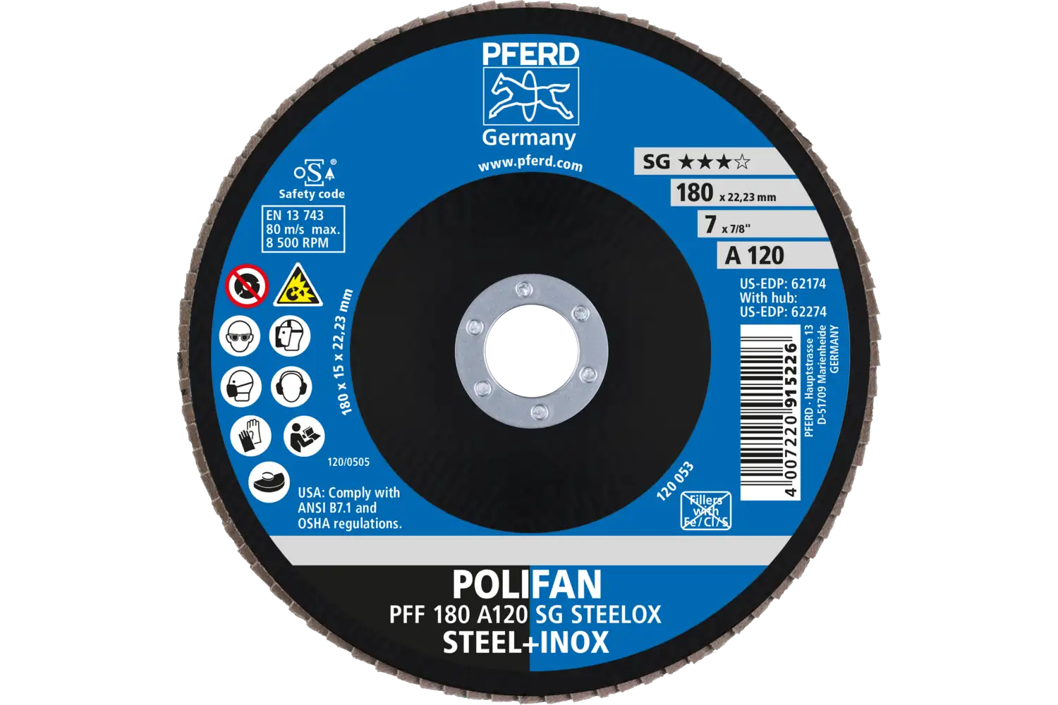 Disc lamelar frontal (POLIFAN) PFF 180 A 120 SG STEELOX