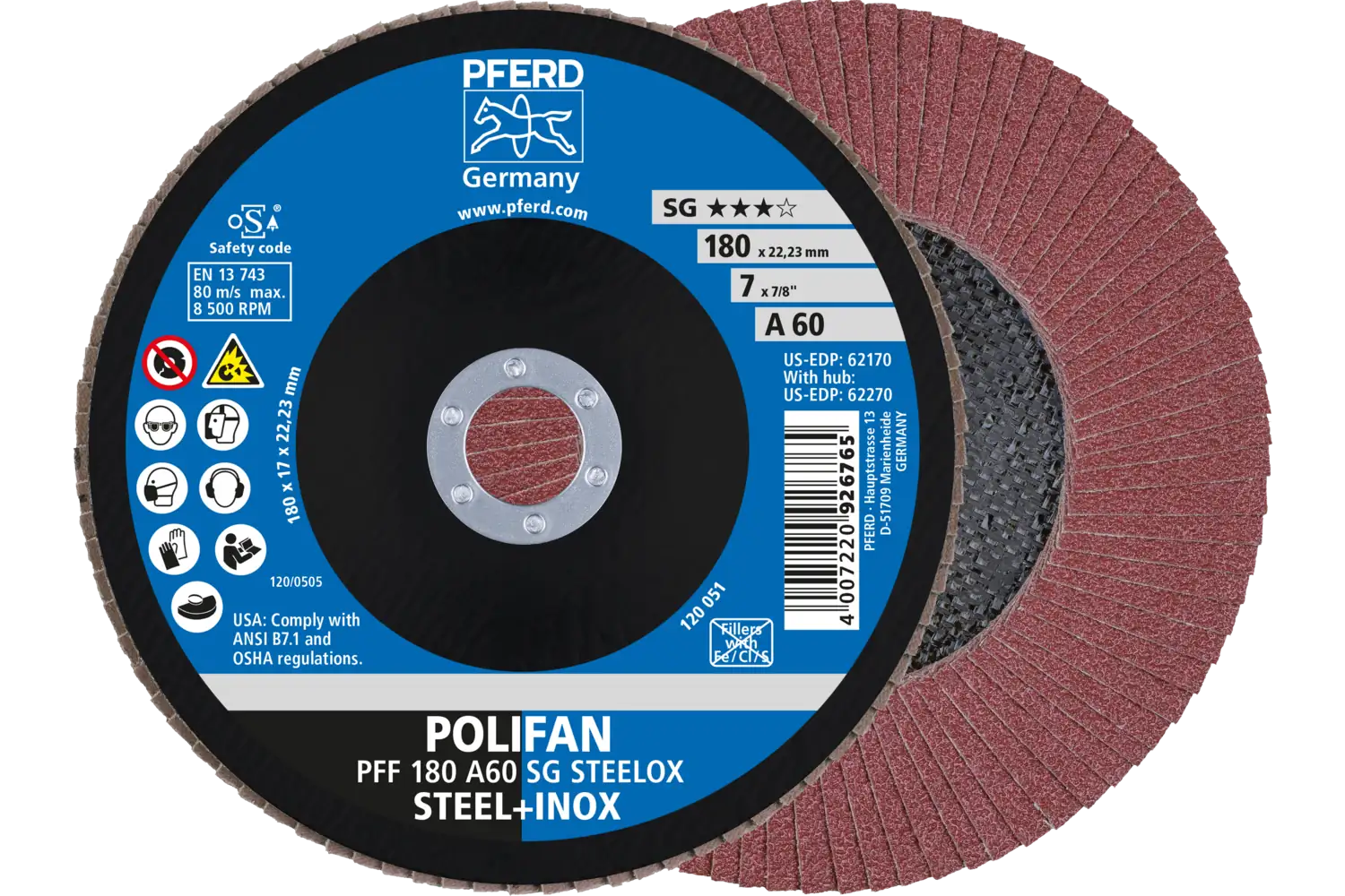 Disc lamelar frontal (POLIFAN) PFF 180 A 60 SG STEELOX