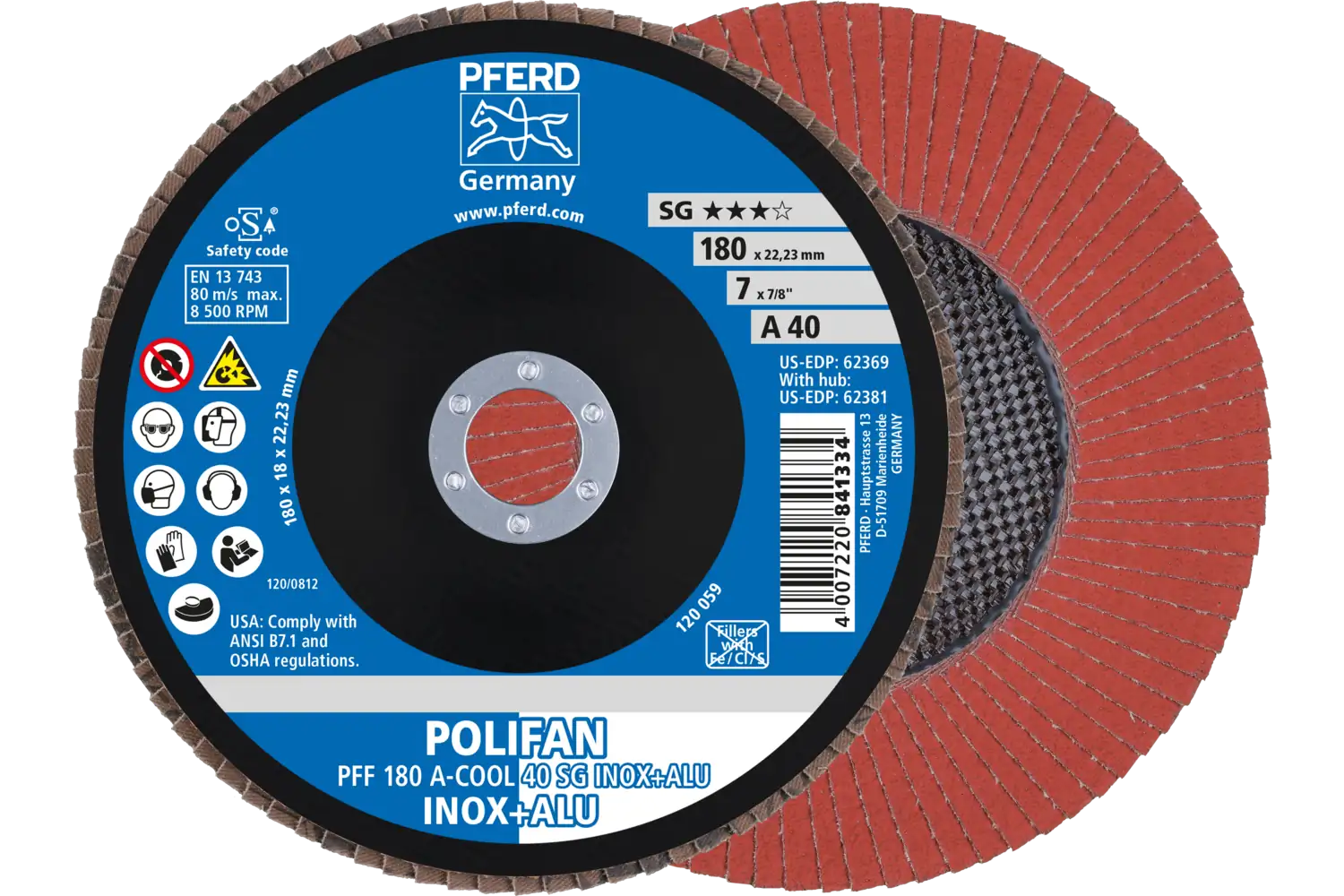 Disc lamelar frontal (POLIFAN) PFF 180 A-COOL 40 SG INOX+ALU
