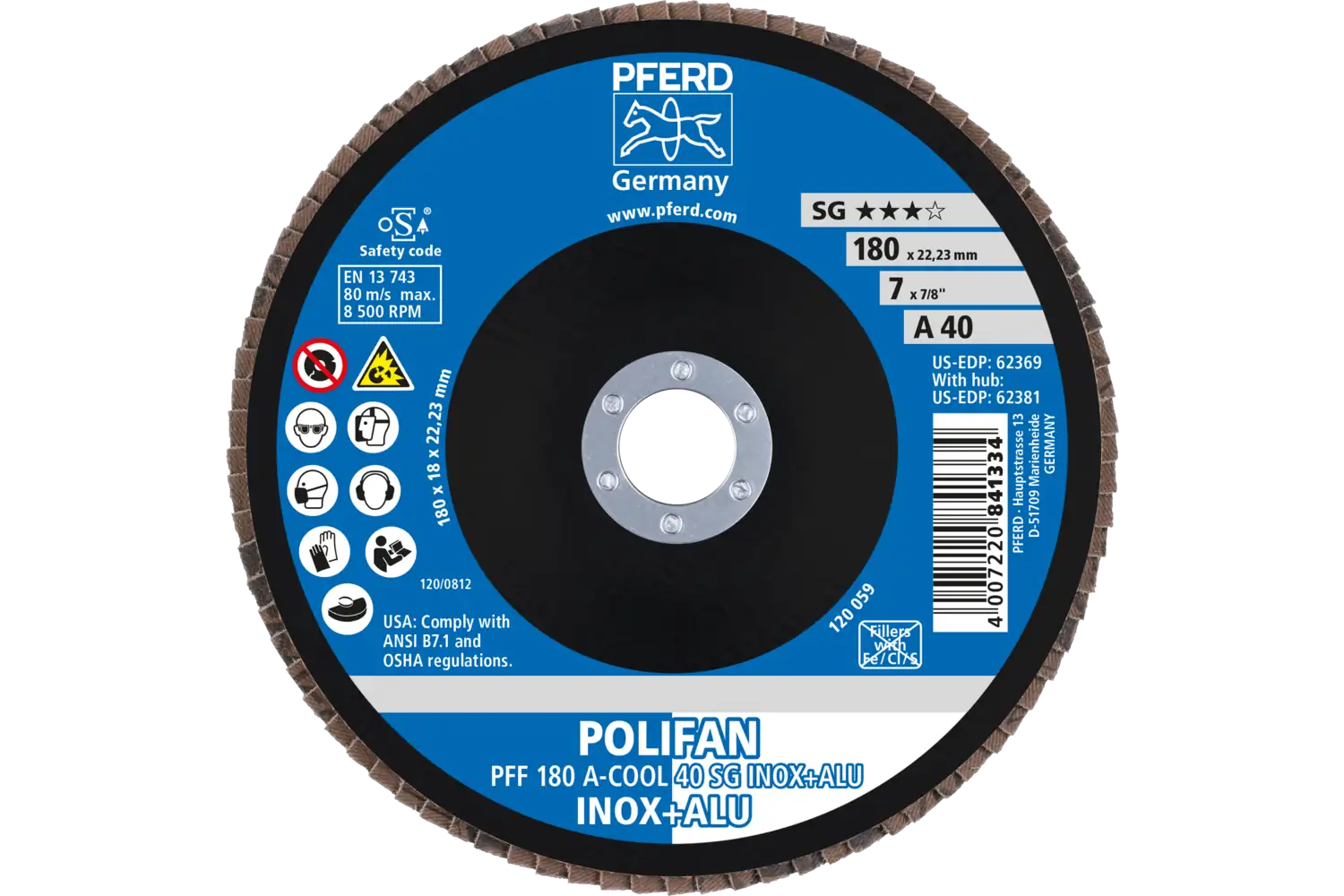 Disc lamelar frontal (POLIFAN) PFF 180 A-COOL 40 SG INOX+ALU