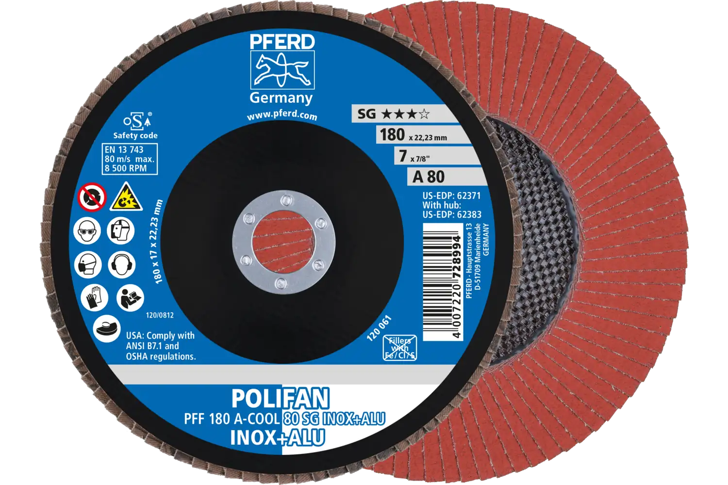 Disc lamelar frontal (POLIFAN) PFF 180 A-COOL 80 SG INOX+ALU