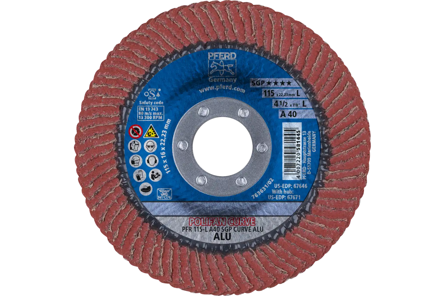 Disc lamelar frontal (POLIFAN) PFR 115-L A 40 SGP CURVE ALU 2
