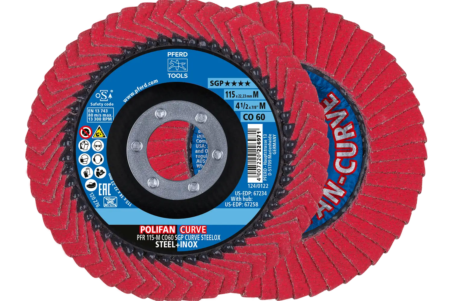 Disc lamelar frontal (POLIFAN) PFR 115-M CO 60 SGP CURVE STEELOX
