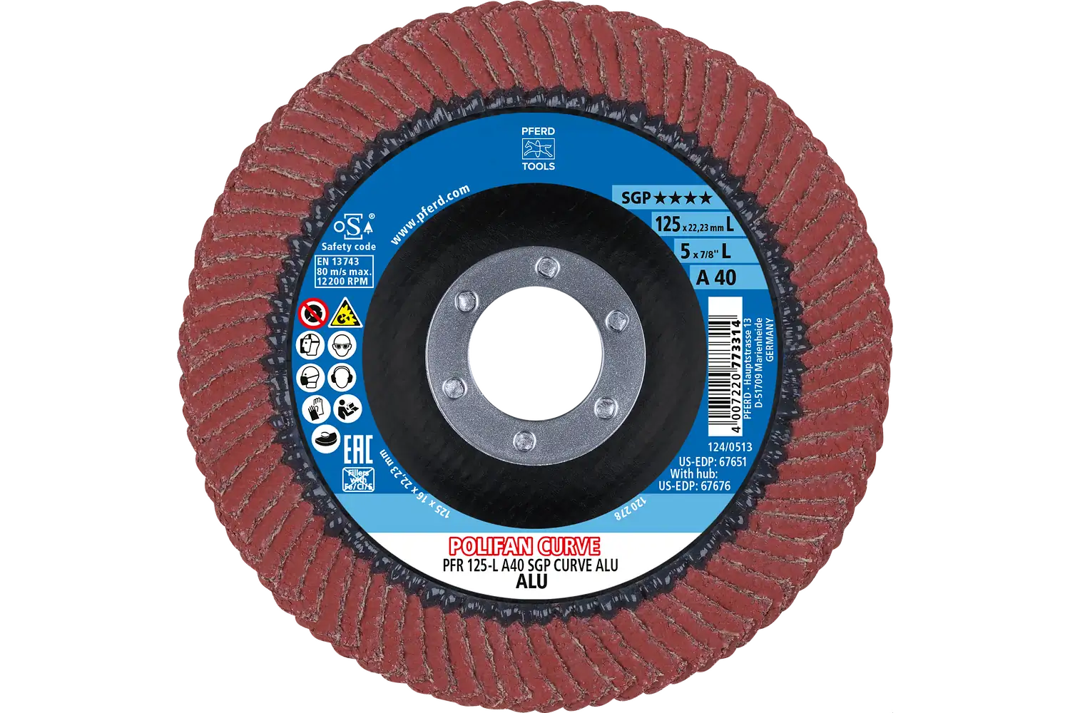 Disc lamelar frontal (POLIFAN) PFR 125-L A 40 SGP CURVE ALU