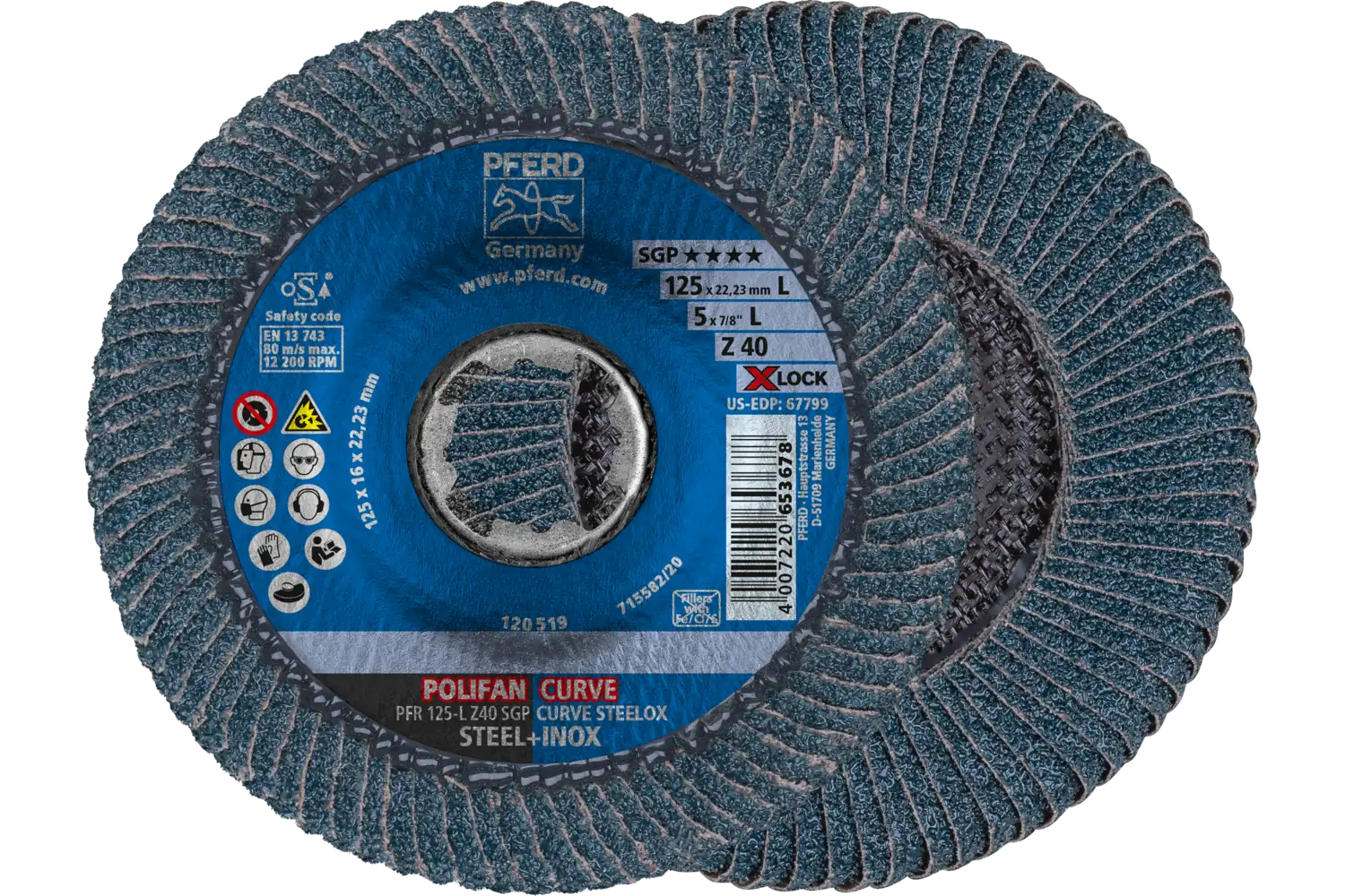 Disc lamelar frontal curb (PFR) PFR 125-L Z 40 SGP CURVE STEELOX/X-LOCK