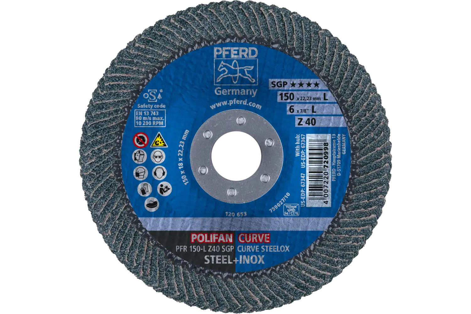 Disc lamelar frontal (POLIFAN) PFR 150-L Z 40 SGP CURVE STEELOX 2