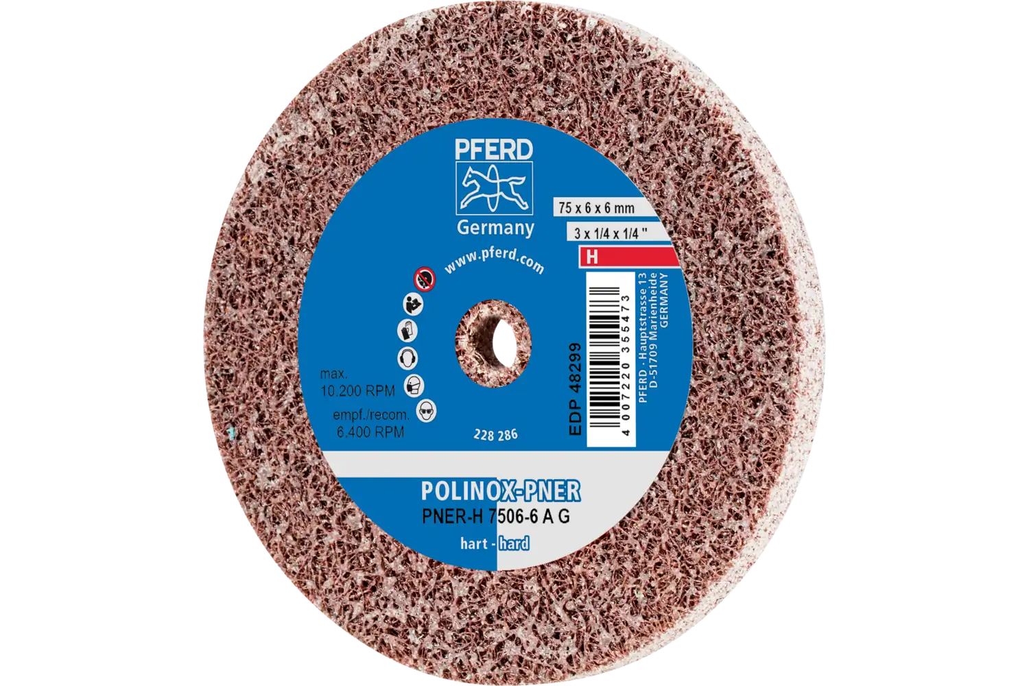 Corp abraziv nețesut cu tijă (POLINOX) PNER-H 7506-6 A G
