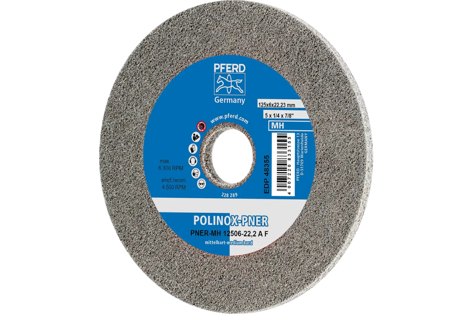 Corp abraziv nețesut cu tijă (POLINOX) PNER-MH 12506-22,2 A F