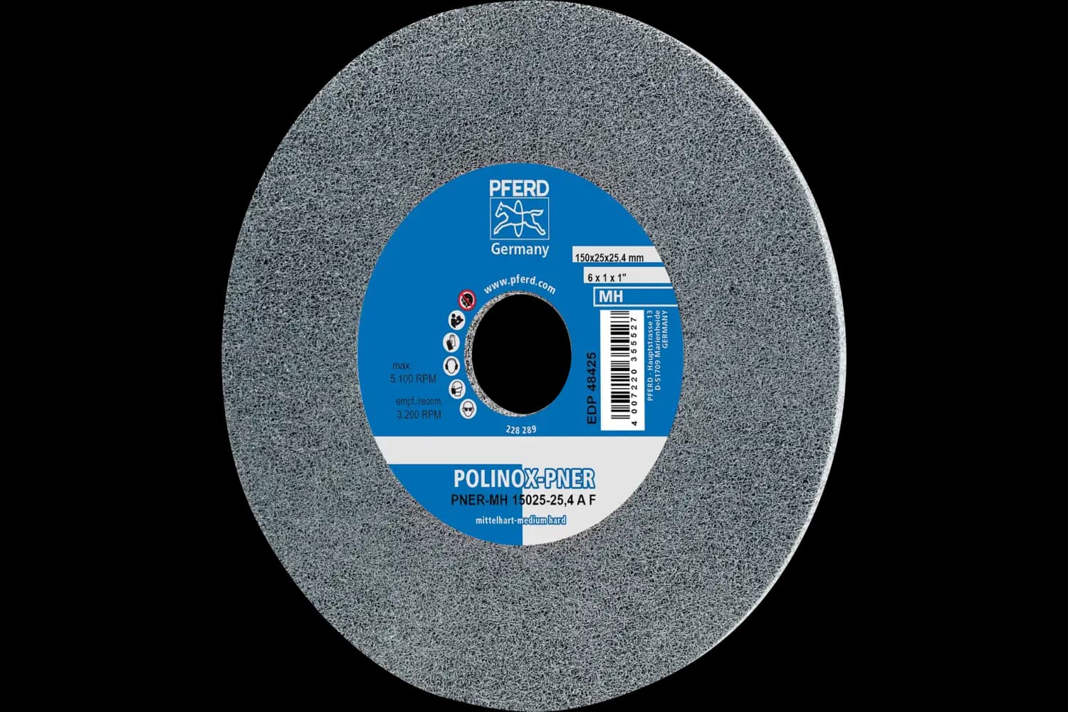 Corp abraziv nețesut cu tijă (POLINOX) PNER-MH 15003-25,4 SiC F