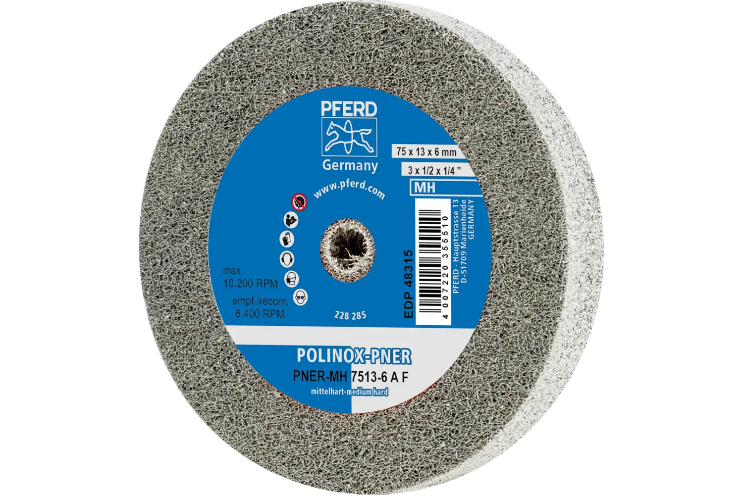 Corp abraziv nețesut cu tijă (POLINOX) PNER-MH 7513-6 A F