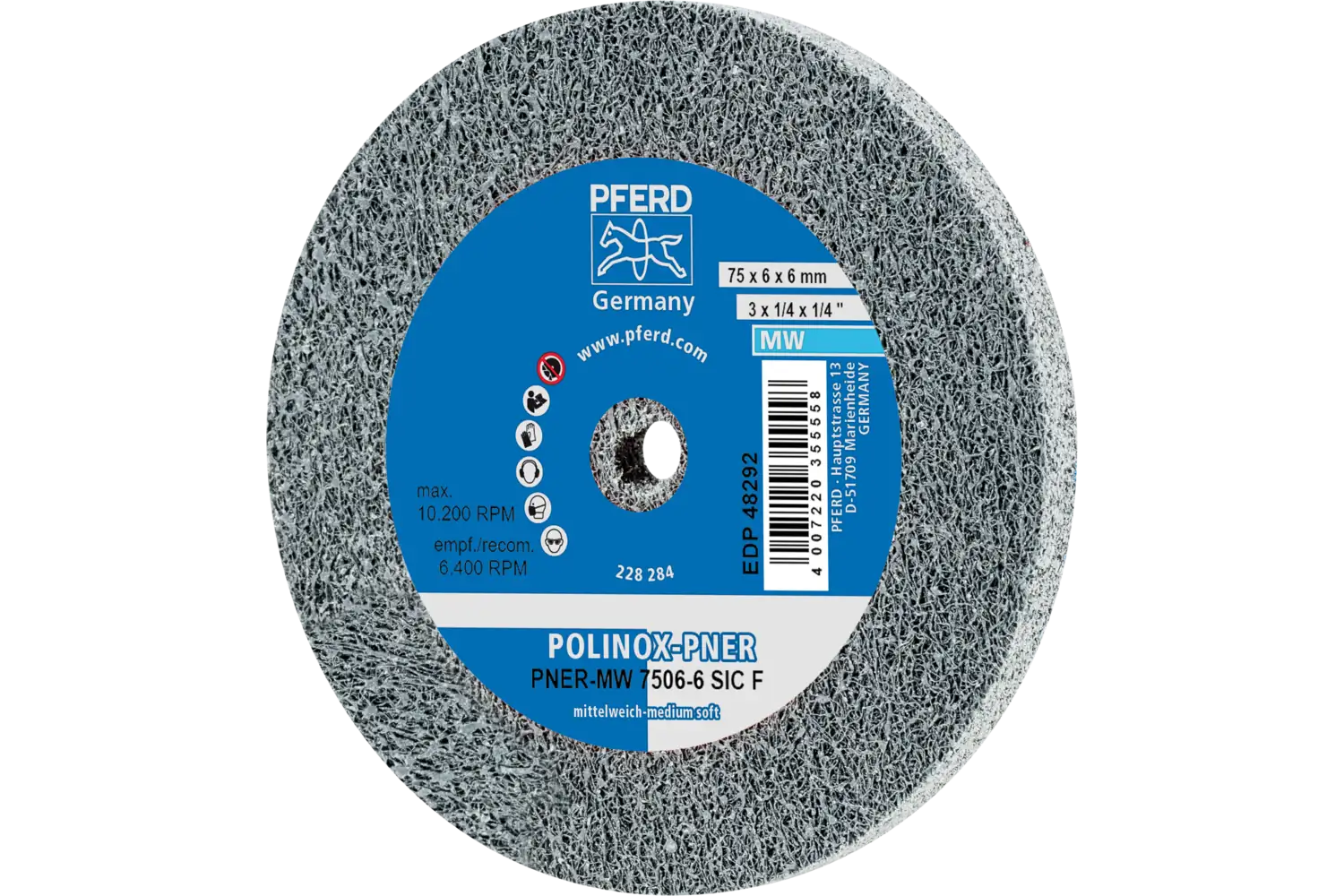 Corp abraziv nețesut cu tijă (POLINOX) PNER-MW 7506-6 SiC F