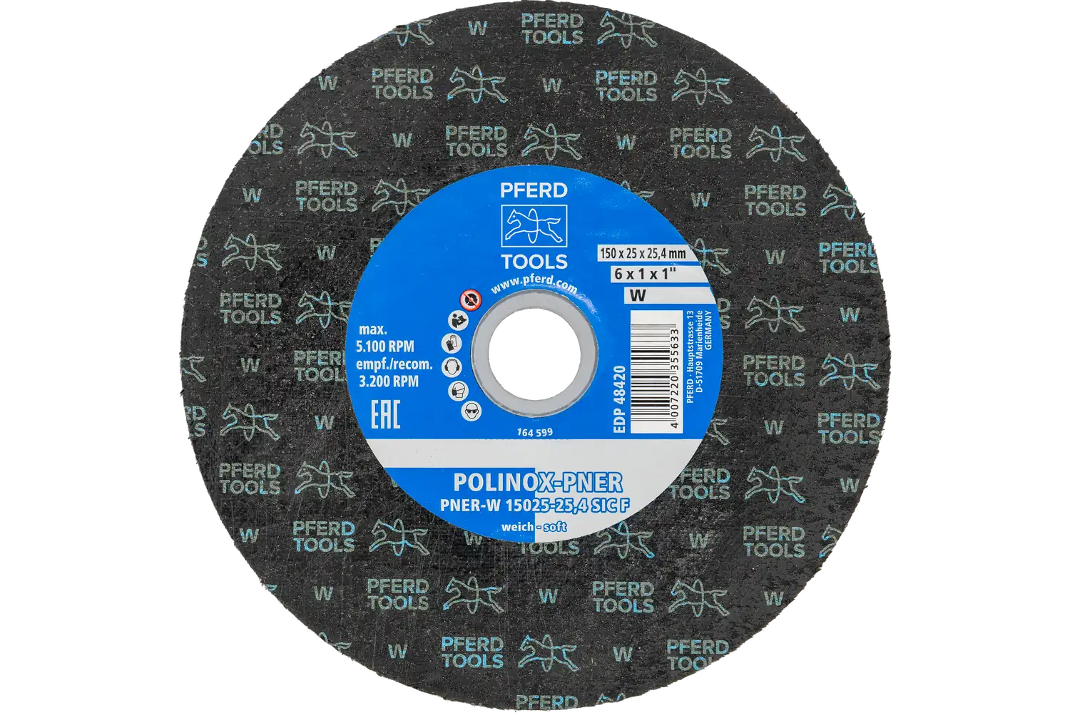 Corp abraziv nețesut cu tijă (POLINOX) PNER-W 15025-25,4 SiC F