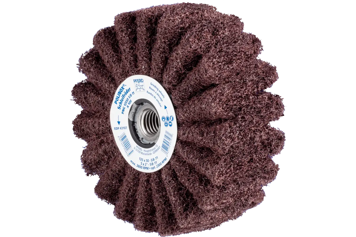Corp abraziv nețesut cu tijă (POLINOX) PNG 12550 5/8-11 A 100