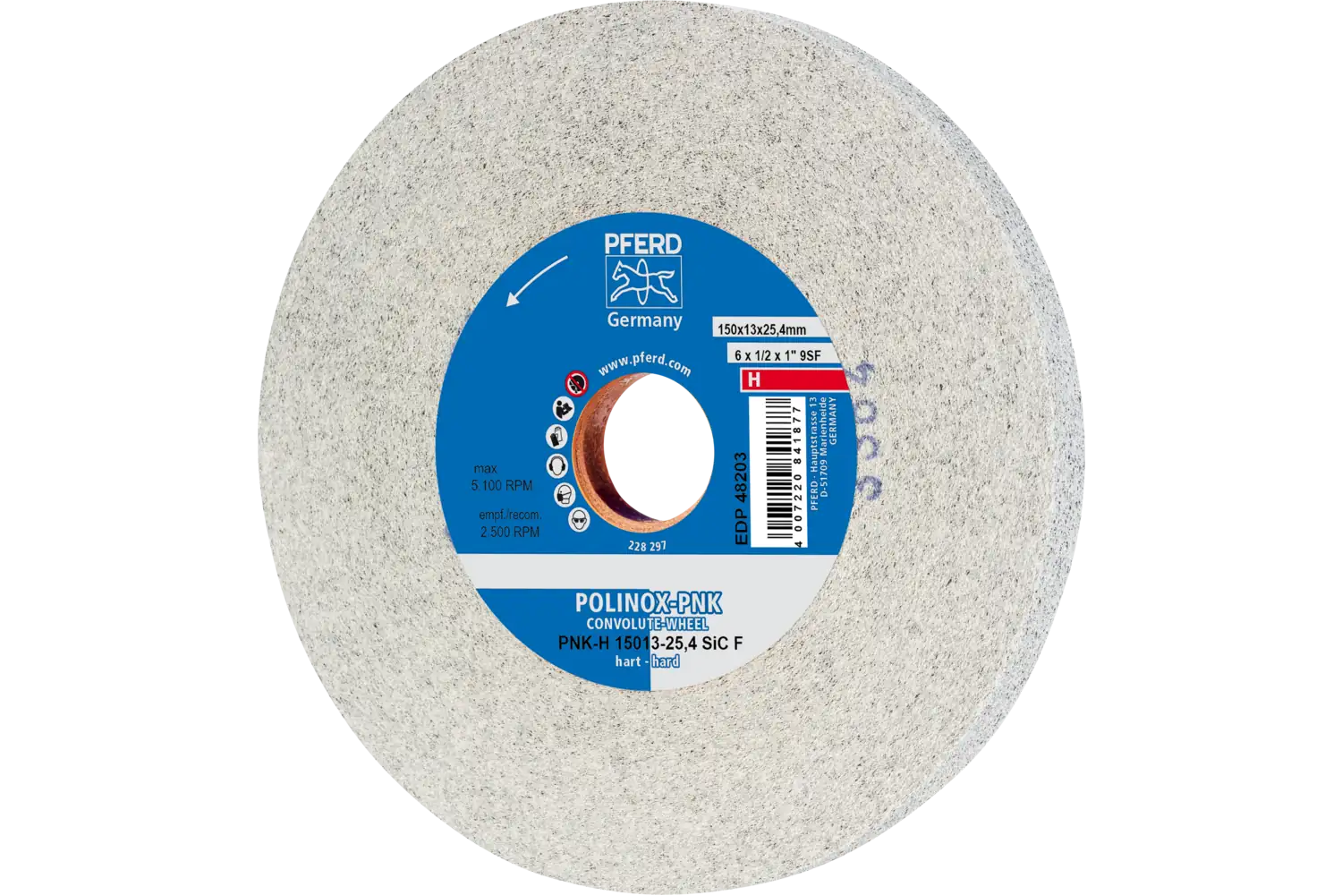Corp abraziv nețesut cu tijă (POLINOX) PNK-H 15013-25,4 SiC F