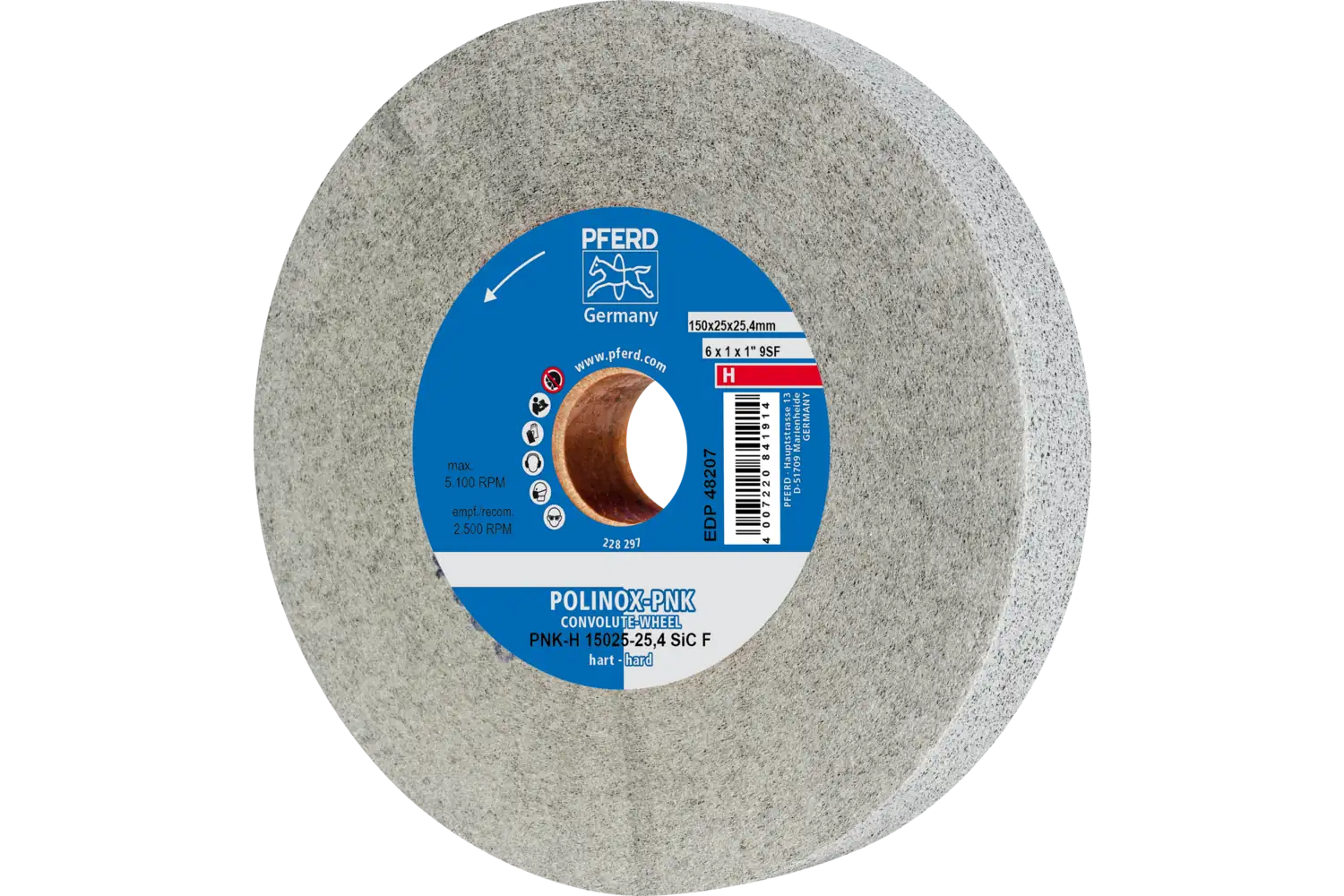 Corp abraziv nețesut cu tijă (POLINOX) PNK-H 15025-25,4 SiC F