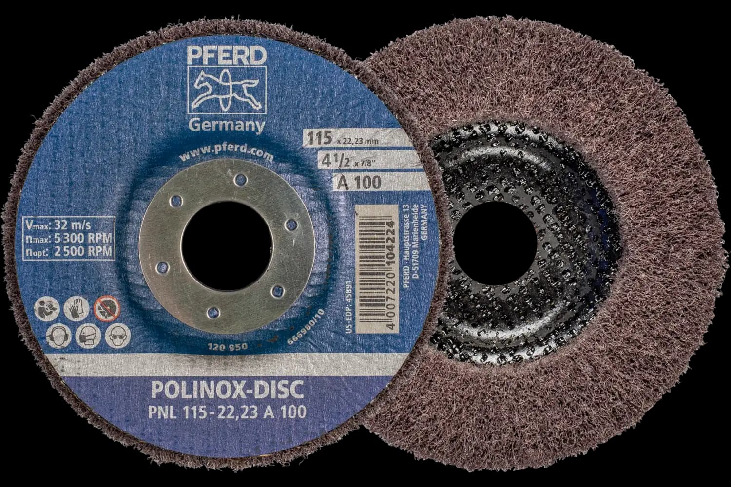 Corp abraziv nețesut cu tijă (POLINOX) PNL 115-22,23 A 100