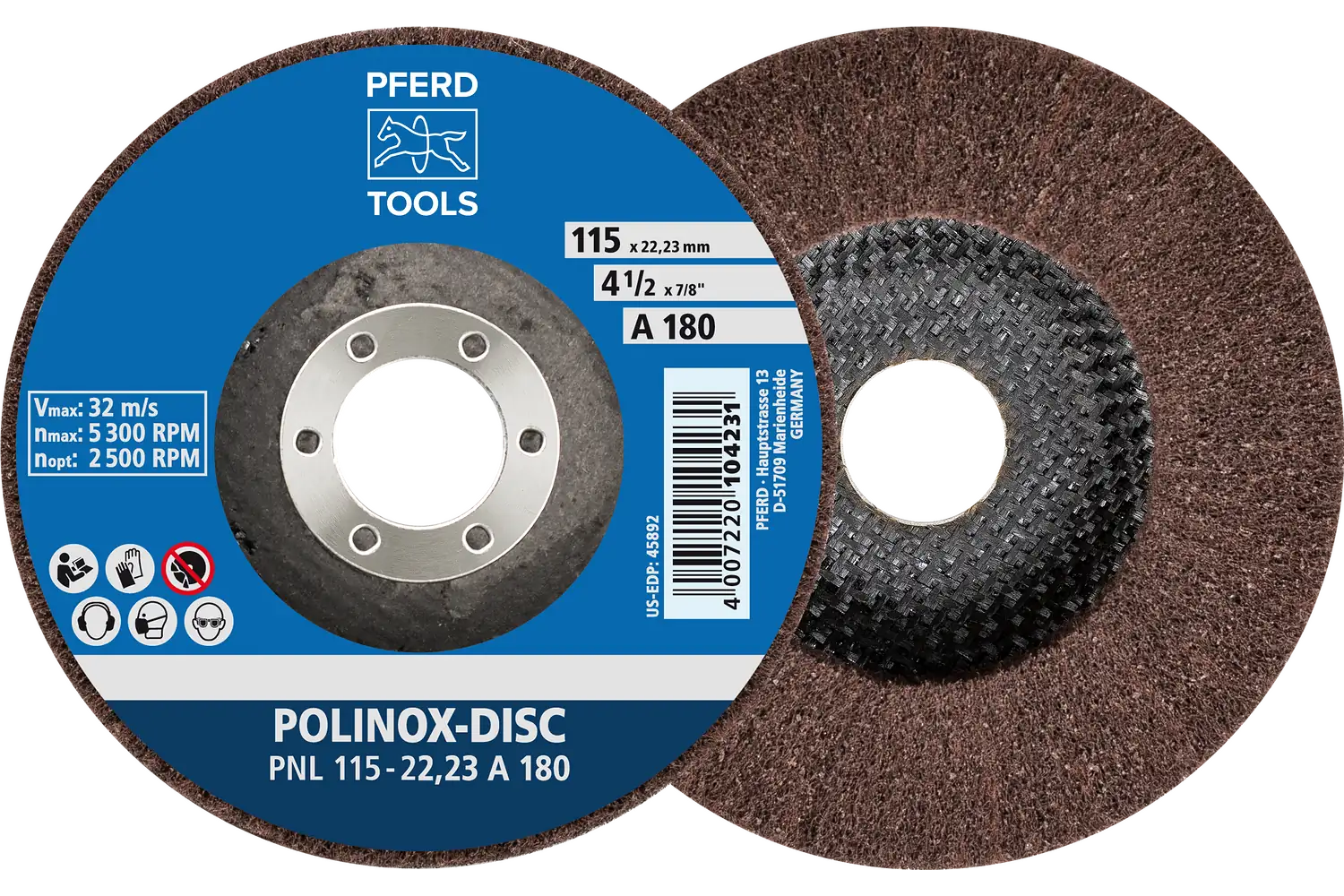 Corp abraziv nețesut cu tijă (POLINOX) PNL 115-22,23 A 180