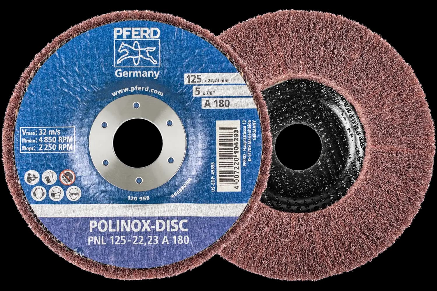 Corp abraziv nețesut cu tijă (POLINOX) PNL 125-22,23 A 180