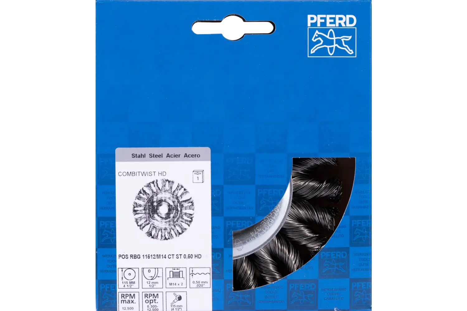 Perie circulară împletită (heavy-duty) din sârmă de oțel POS RBG 11512/M14 CT ST 0.50 HD 2