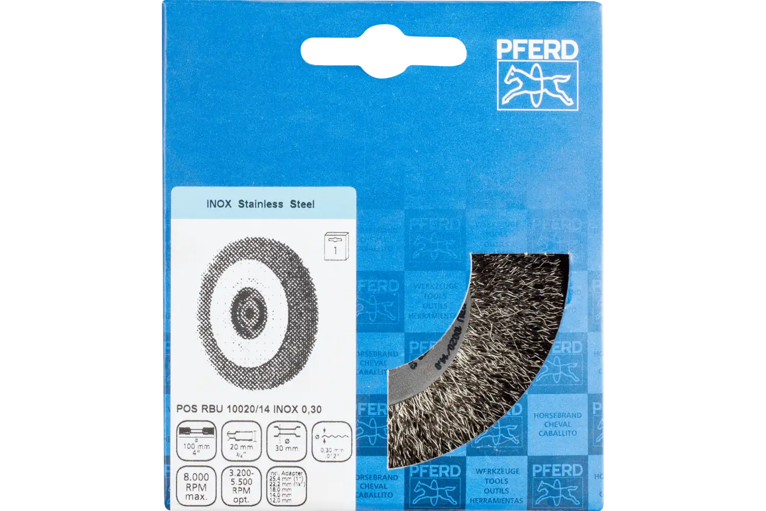 Perie circulară din sârmă de oțel POS RBU 10020/14,0 INOX 0,30