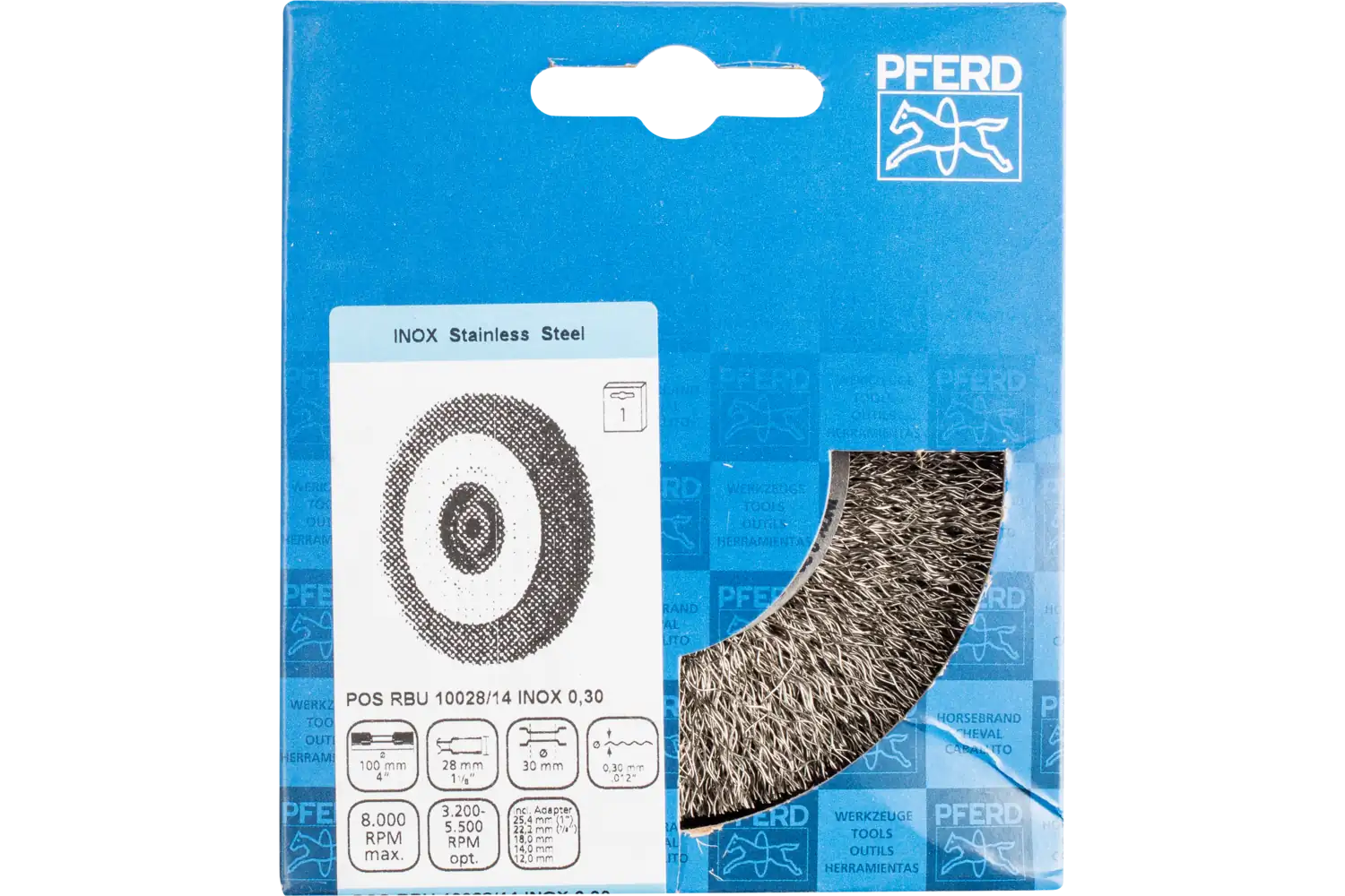 Perie circulară din sârmă de oțel POS RBU 10028/14,0 INOX 0,30