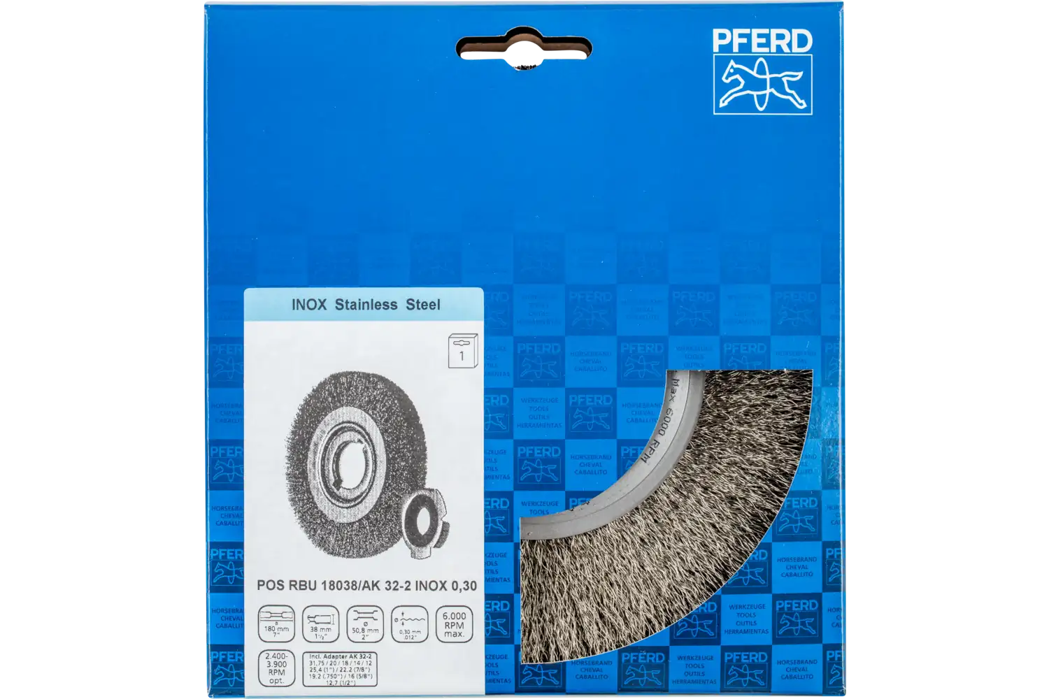 Perie circulară din sârmă de oțel POS RBU 18038/AK32-2 INOX 0,30 2