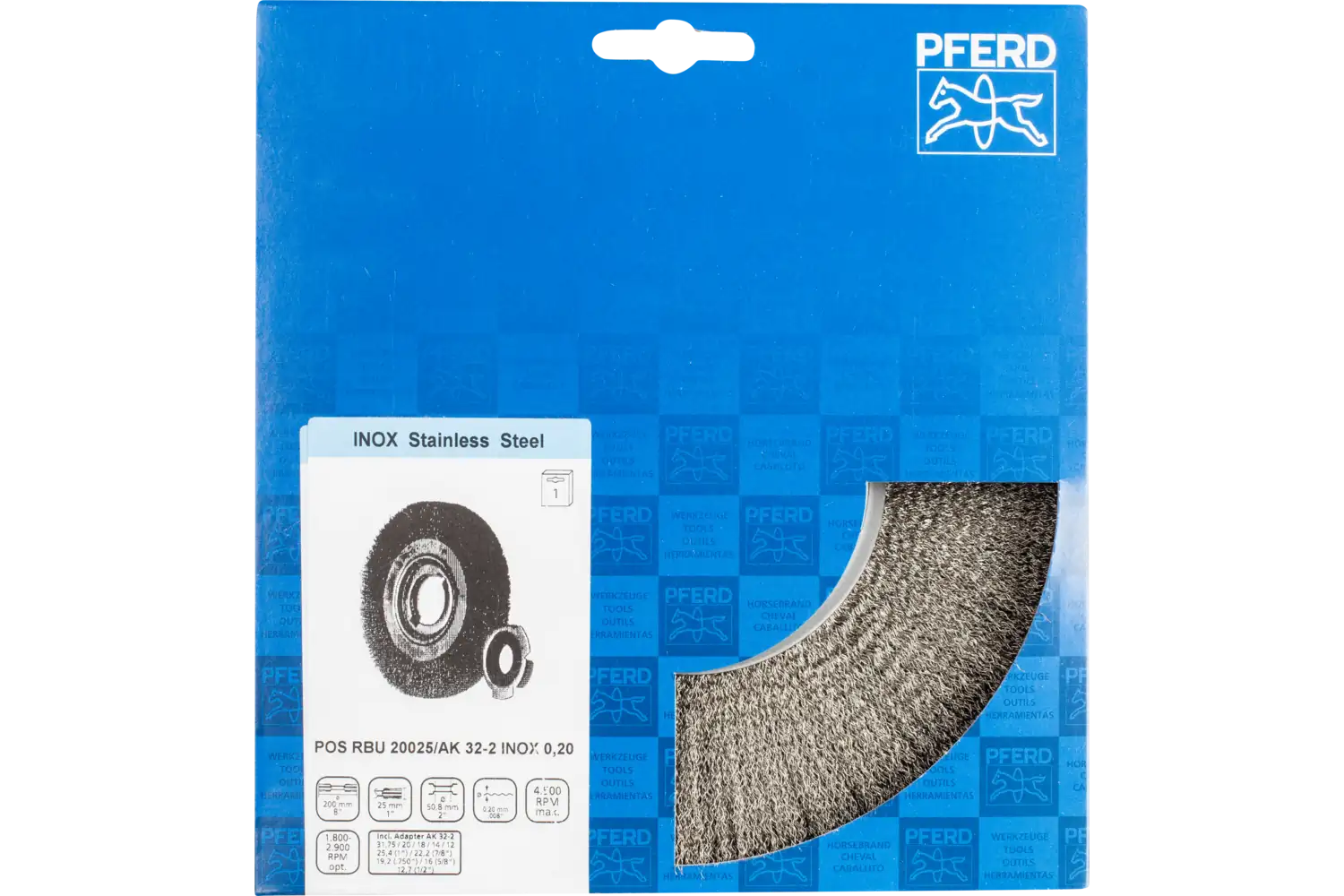 Perie circulară din sârmă de oțel POS RBU 20025/AK32-2 INOX 0,20 2
