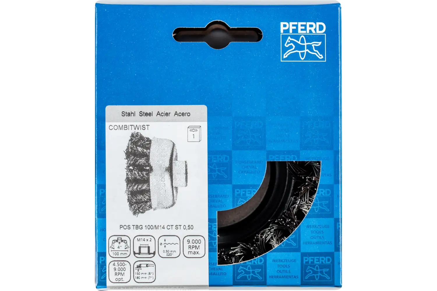 Perie tip oală împletită din sârmă de oțel POS TBG 100/M14 CT ST 0,50 2