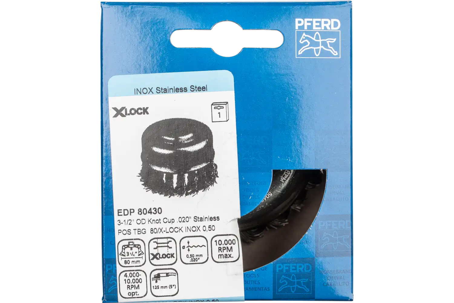 Perie tip oală împletită din sârmă de oțel POS TBG 80/X-LOCK INOX 0,50 2