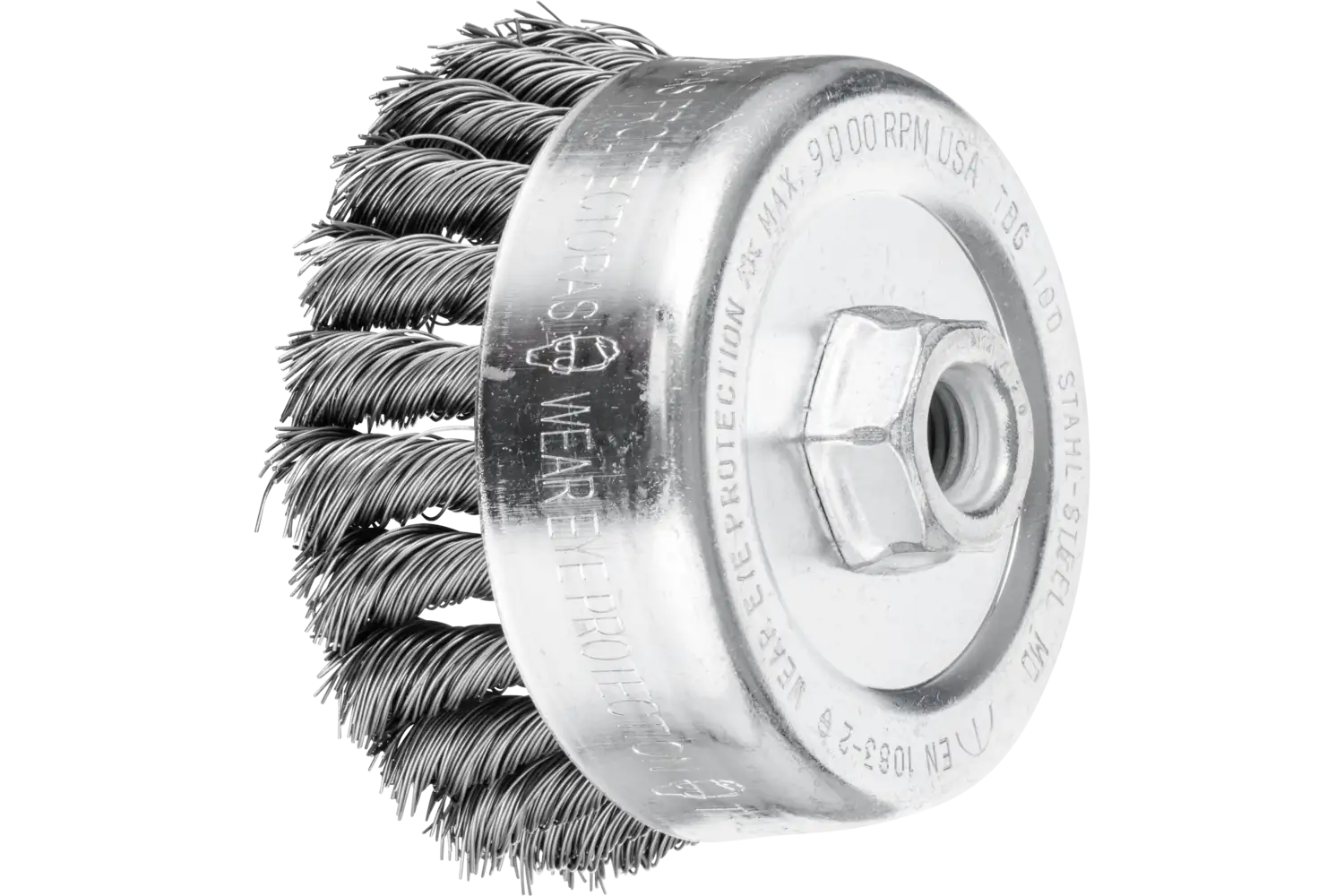 Perie tip oală împletită din sârmă de oțel inox TBG 100/M14 ST 0,50