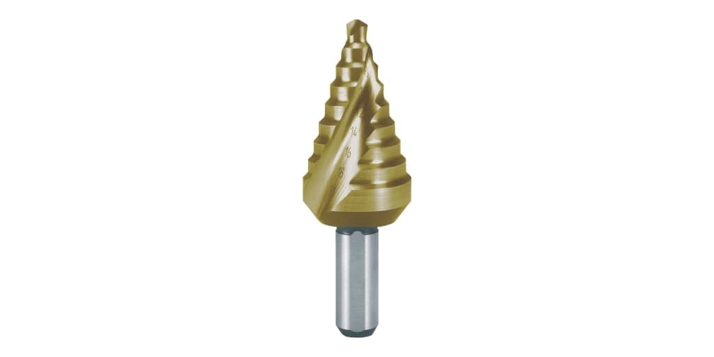 Burghiu treptat HSS, HSS, TiN, canelat spiralat cu varf ras incrucisat, varianta scurta 101061T 2