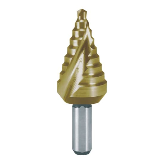 Burghiu treptat HSS, HSS, TiN, canelat spiralat cu varf ras incrucisat, varianta scurta 101061T 3