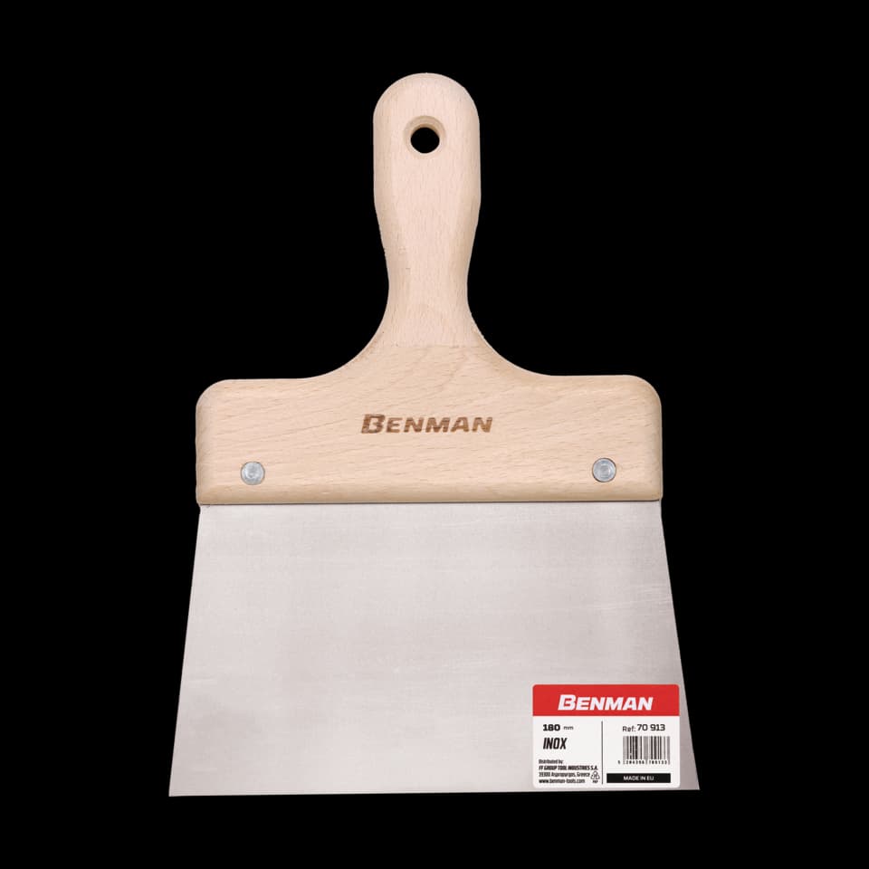 MISTRIE-SPATULA INOX LAMA LUNGA, MANER LEMN, Benman, 240mm