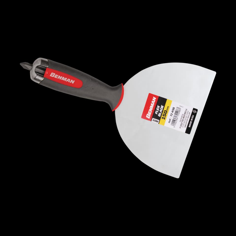 SPACLU DE CHIT PENTRU PERETI GIPS-CARTON,FLEXIBIL, INOX, SOFT GRIP 150mm, BENMAN