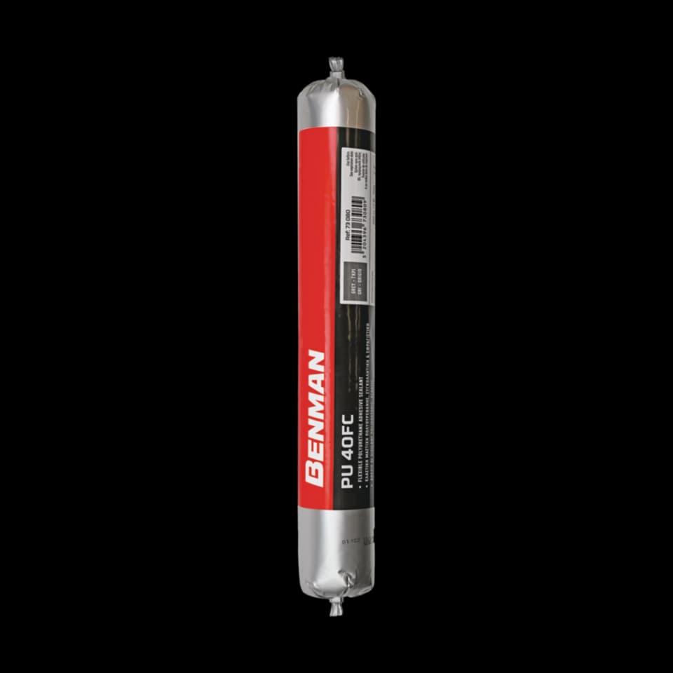 ETANȘANT CU ADEZIV POLIURETANIC FLEXIBIL PU 40FC, TUB, 600 ml, NEGRU, BENMAN