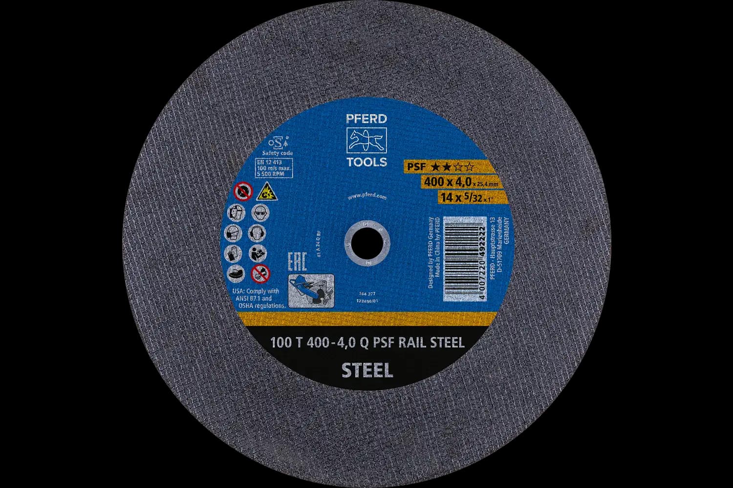 100 T 400-4,0 Q PSF RAIL STEEL/25,4