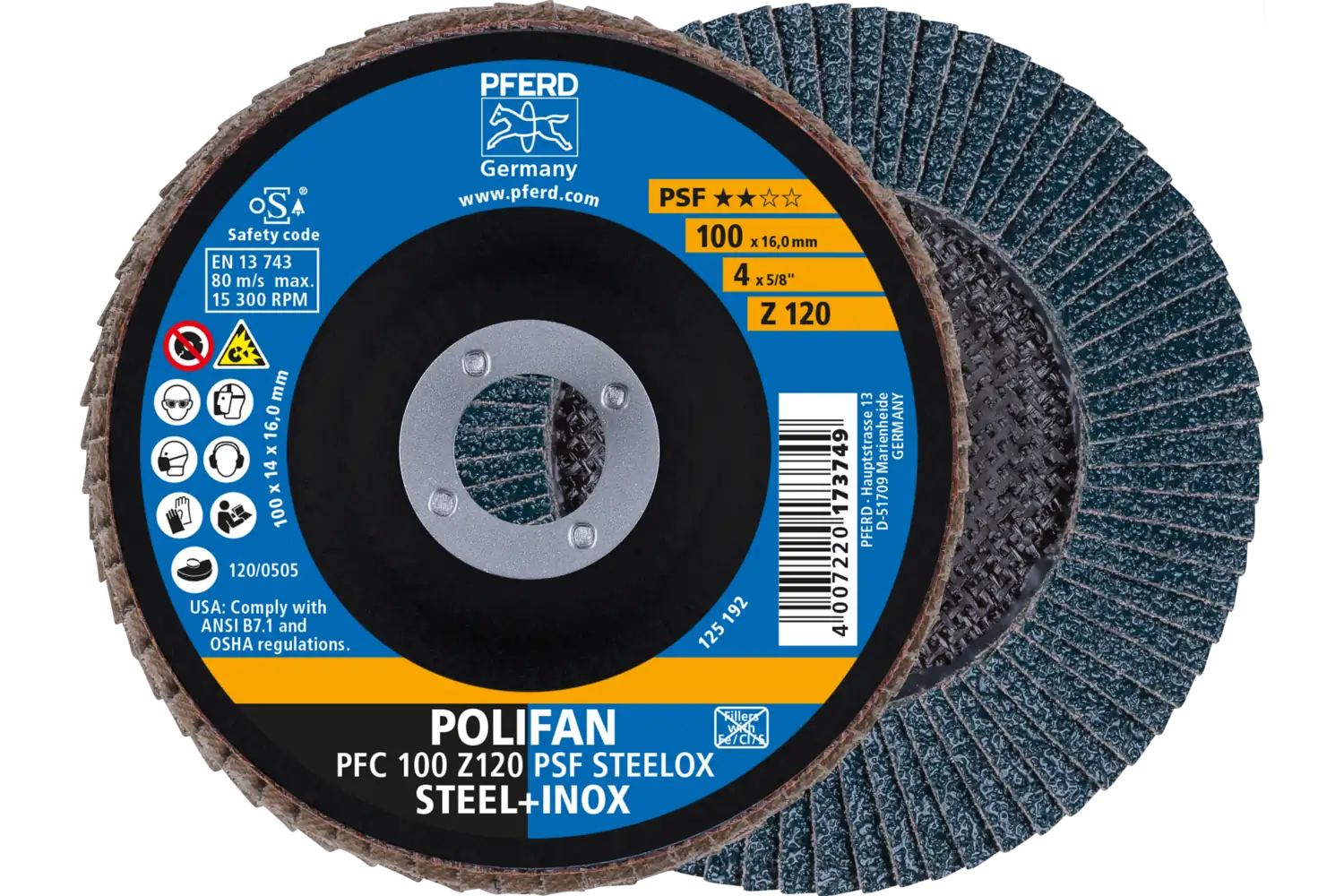 Disc lamelar frontal (POLIFAN) PFC 100 Z 120 PSF STEELOX/16,0