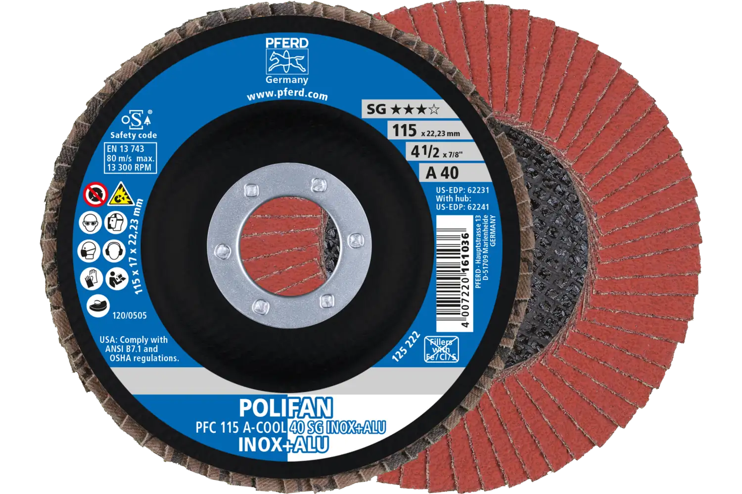 Disc lamelar frontal (POLIFAN) PFC 115 A-COOL 40 SG INOX+ALU