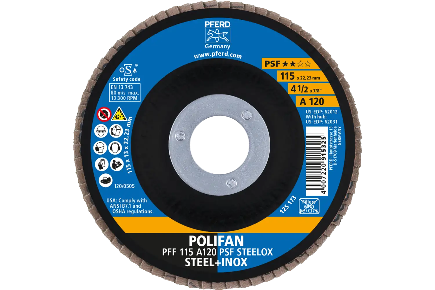 Disc lamelar frontal (POLIFAN) PFF 115 A 120 PSF STEELOX 2