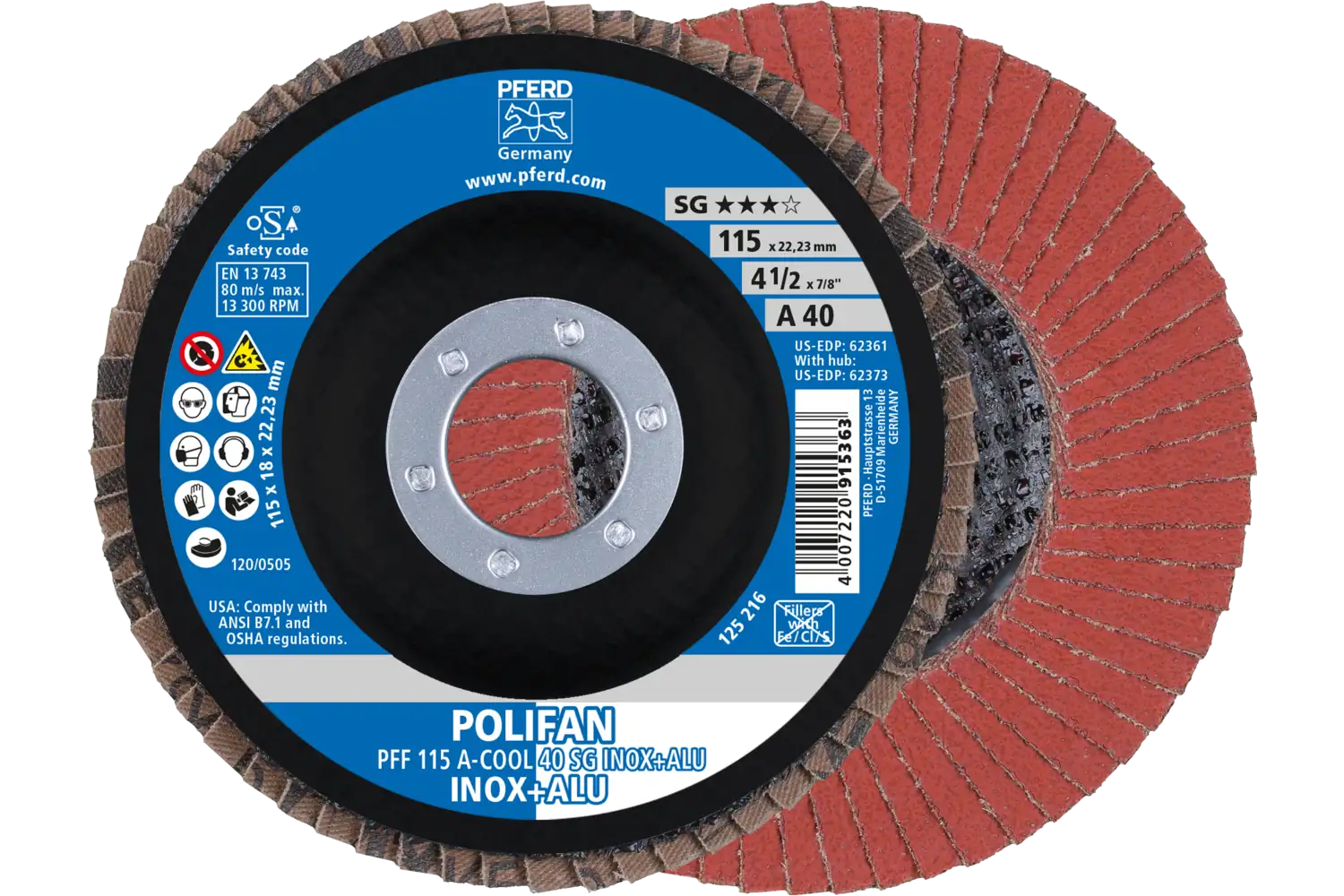 Disc lamelar frontal (POLIFAN) PFF 115 A-COOL 40 SG INOX+ALU