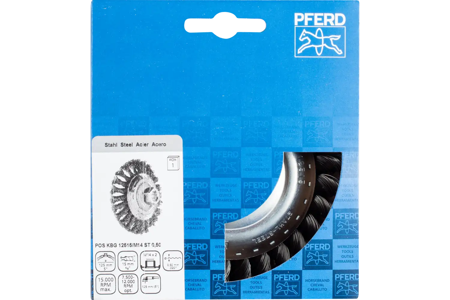Perie industrială din sârmă de oțel POS KBG 12515/M14 ST 0,50 2
