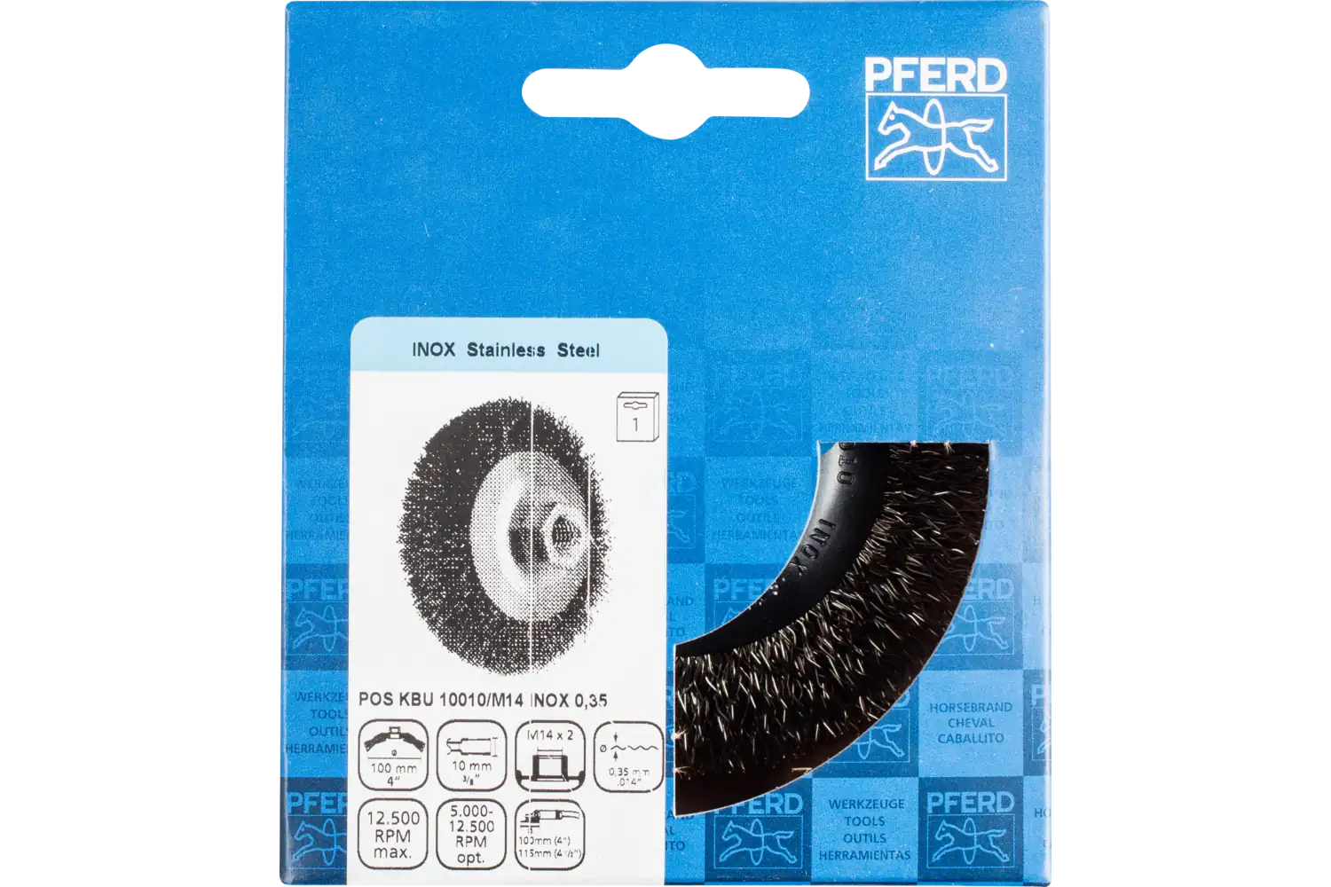 Perie industrială din sârmă de oțel POS KBU 10010/M14 INOX 0,35 2