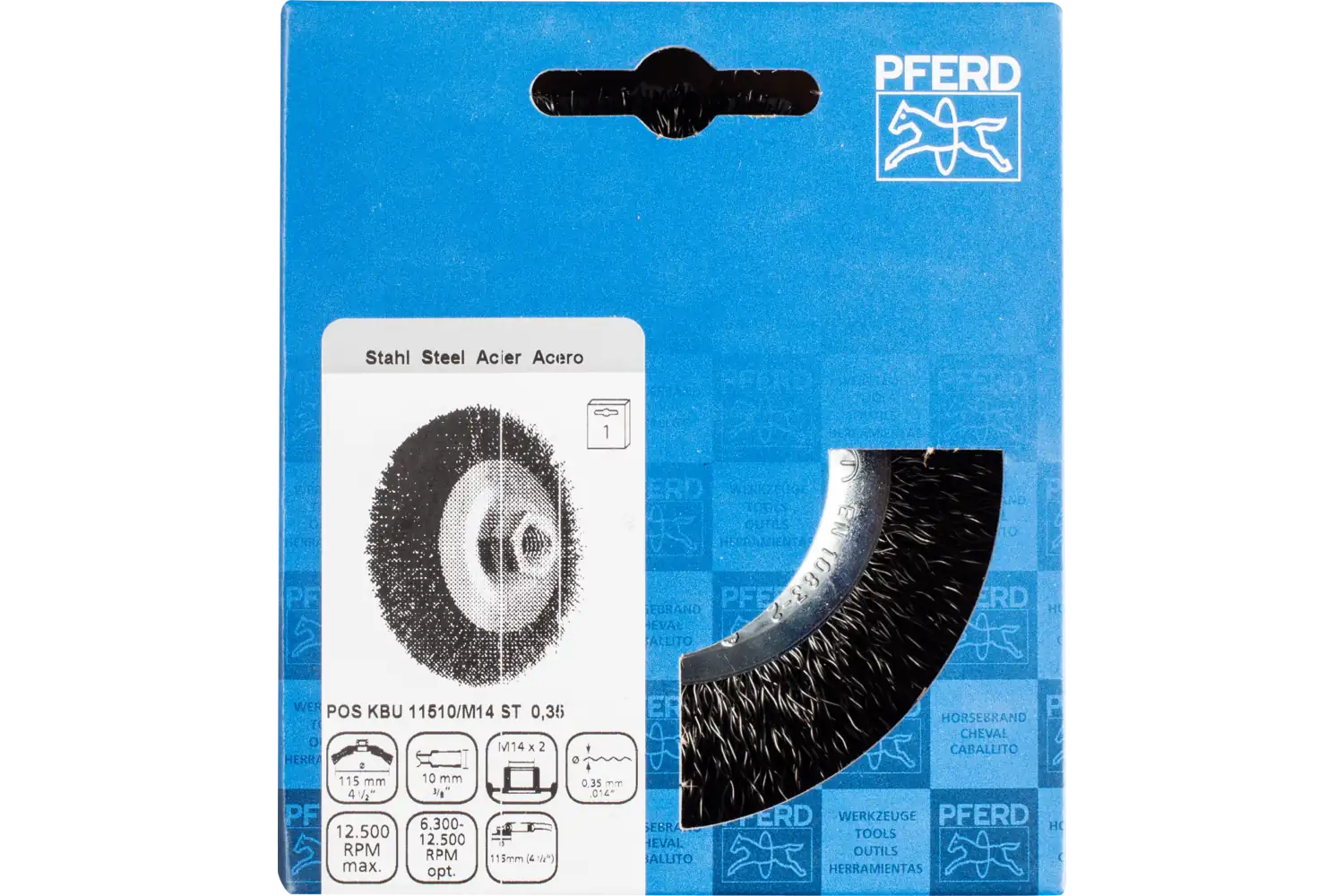 Perie industrială din sârmă de oțel POS KBU 11510/M14 ST 0,35 2