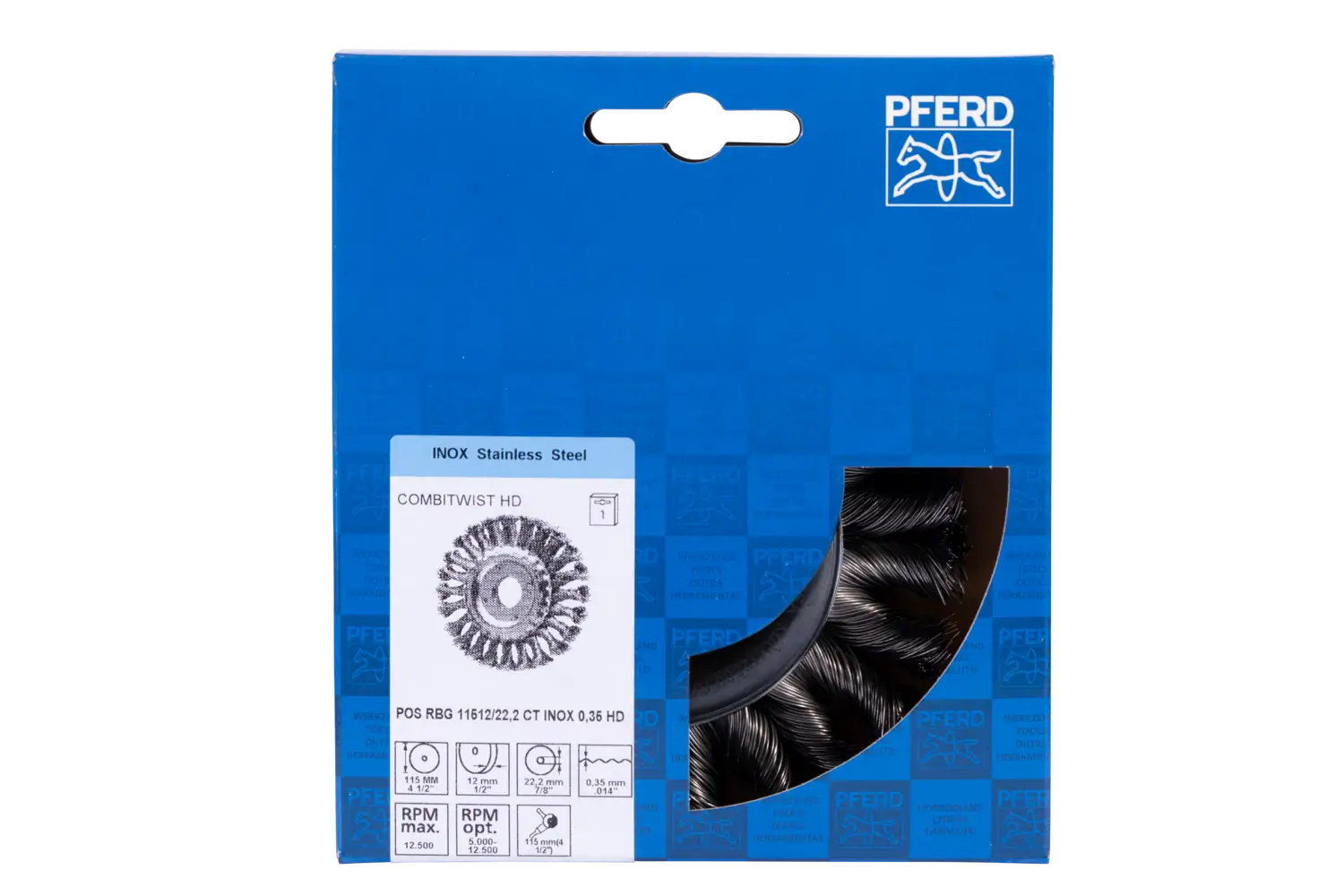 Perie circulară împletită (heavy-duty) din sârmă de oțel POS RBG 11512/22.2 CT INOX 0.35 HD 2