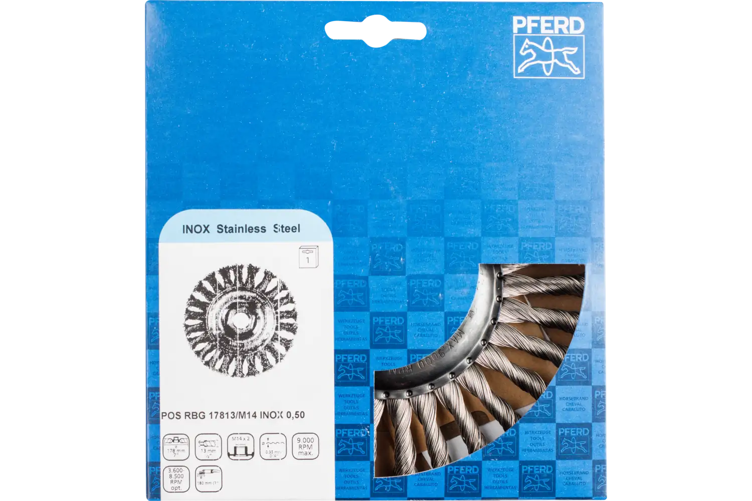 Perie circulară împletită (heavy-duty) din sârmă de oțel POS RBG 17813/M14 ST 0,50 2